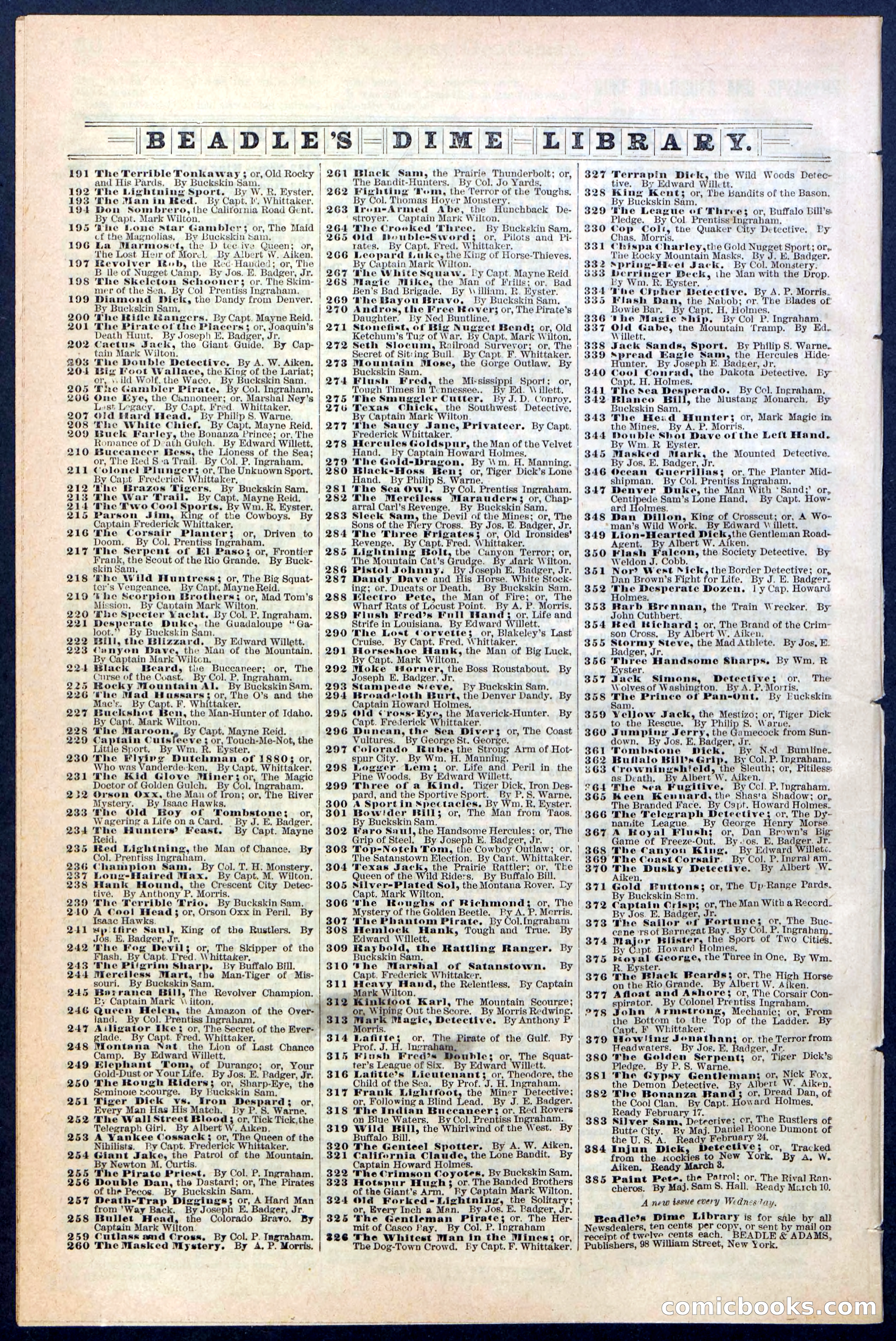 The Gypsy Gentleman (Beadle's New York Dime Library, No. 381) — page 32 of 32