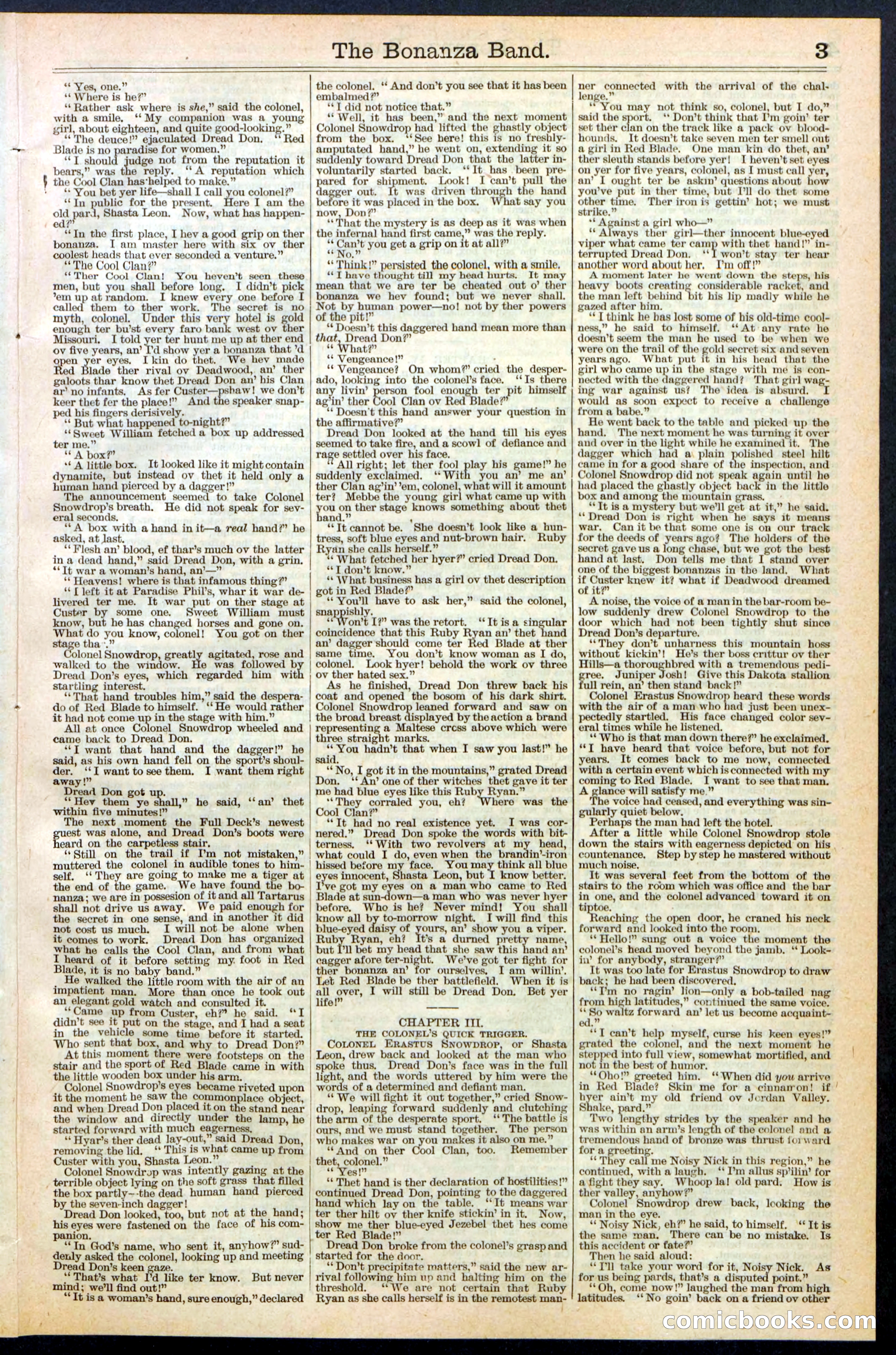 The Bonanza Band; or, Dread Don, of the Cool Clan — page 3 of 32