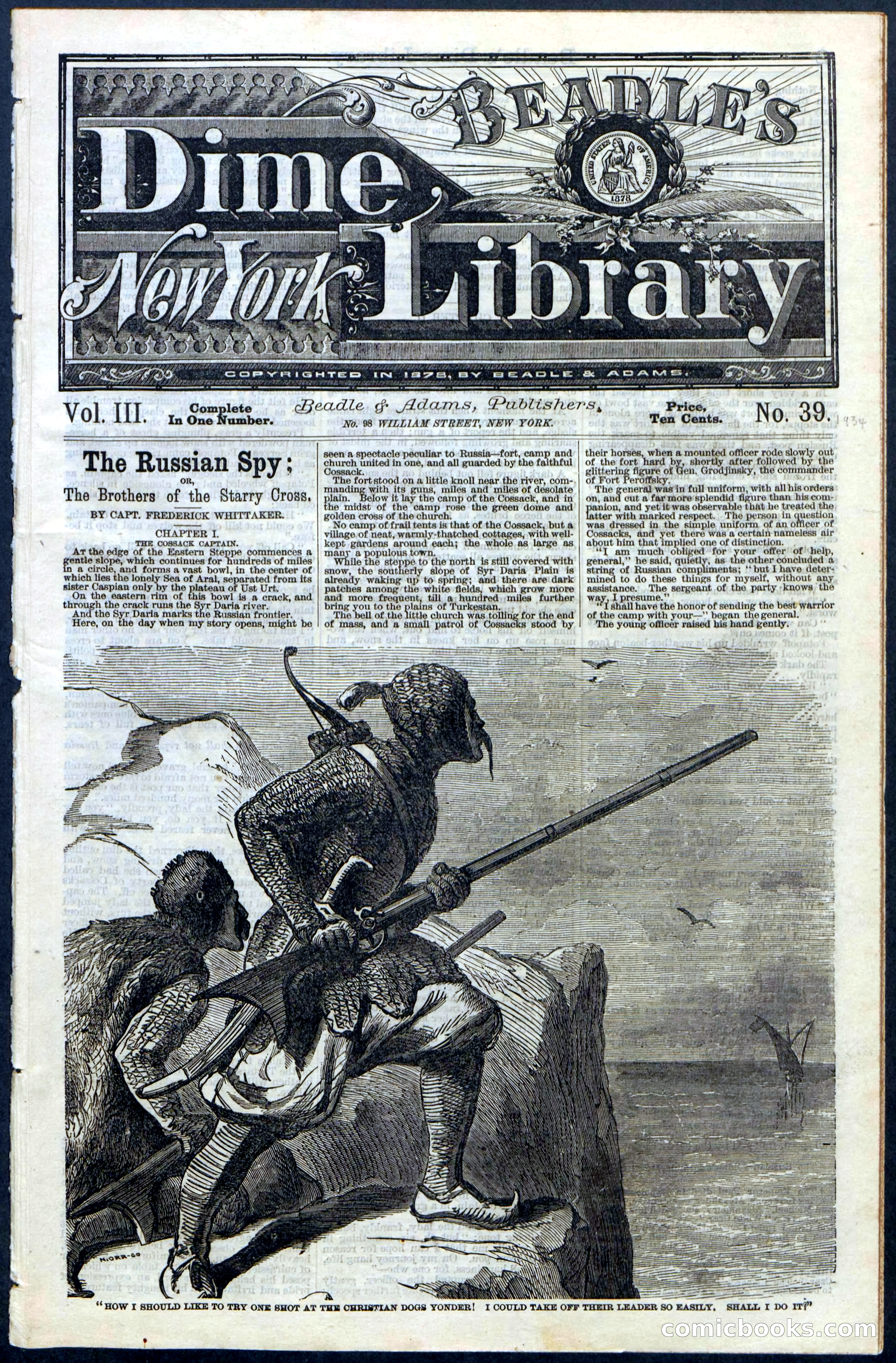 Beadle's Dime Library, Vol. III, No. 39 — page 1 of 24