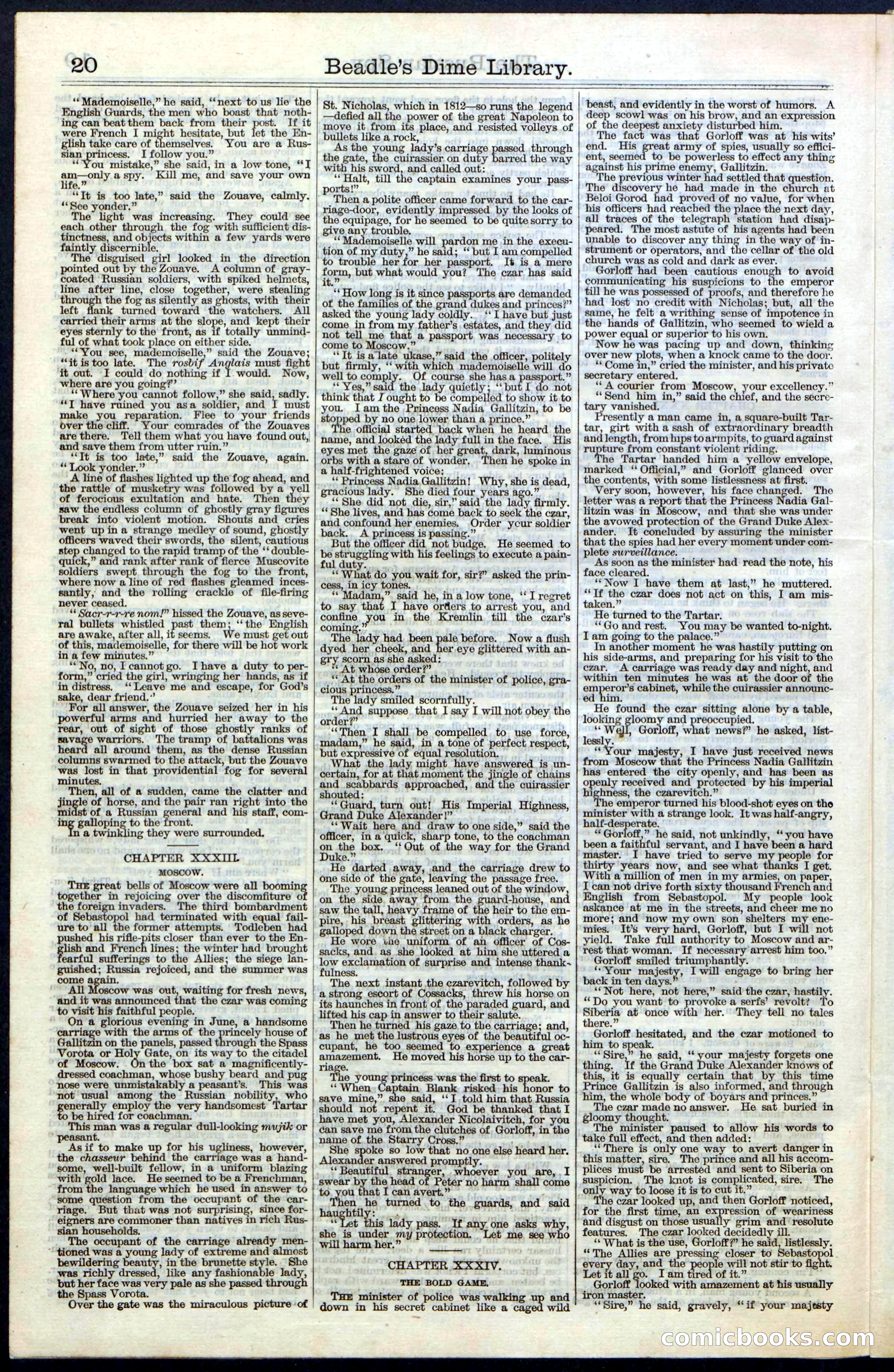 Beadle's Dime Library, Vol. III, No. 39 — page 20 of 24