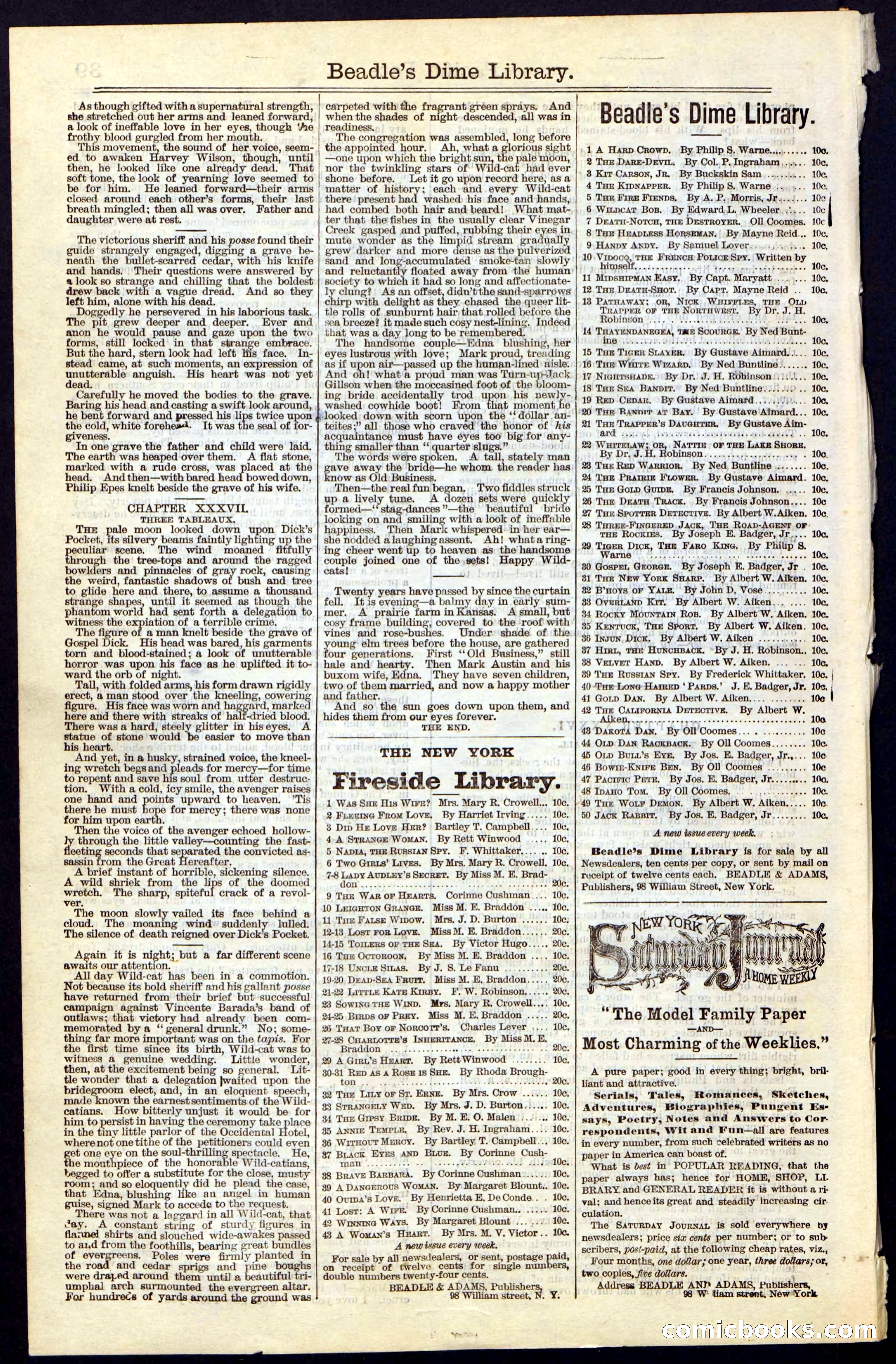 Beadle's Dime New York Library No. 47 — page 40 of 40