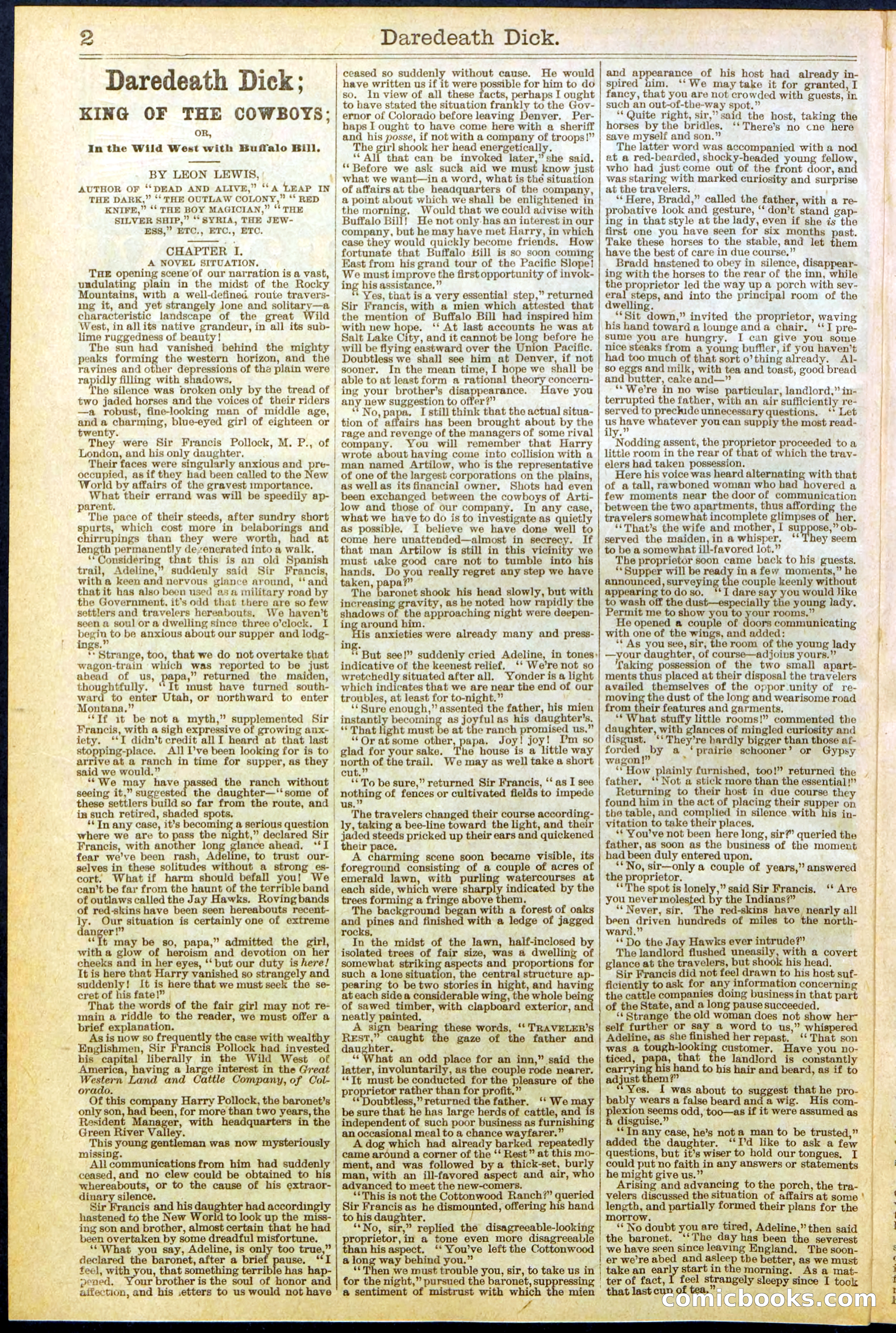 Beadle's Dime Library No. 629: Daredevil Dick, King of the Cowboys — page 2 of 32