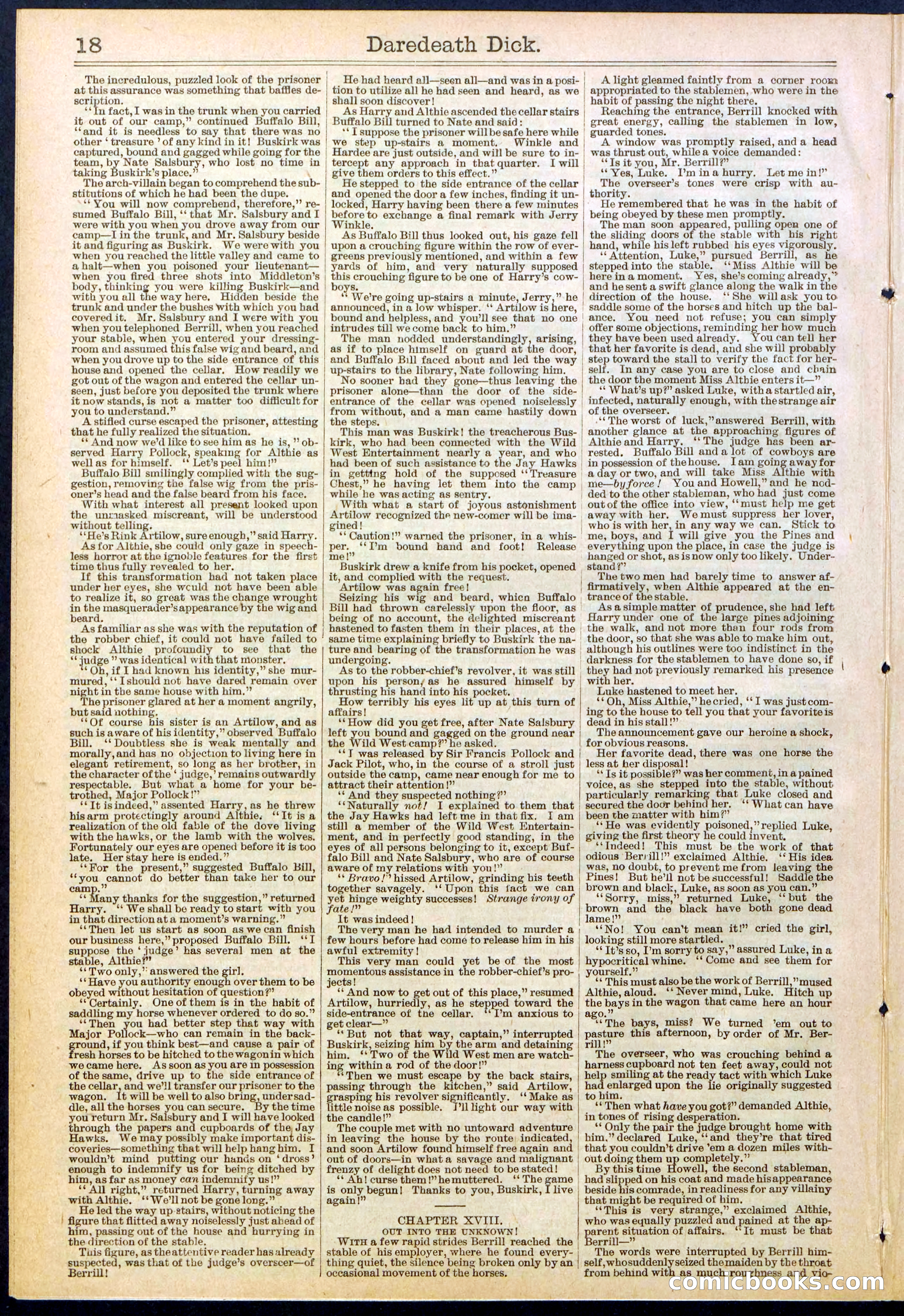 Beadle's Dime Library No. 629: Daredevil Dick, King of the Cowboys — page 18 of 32