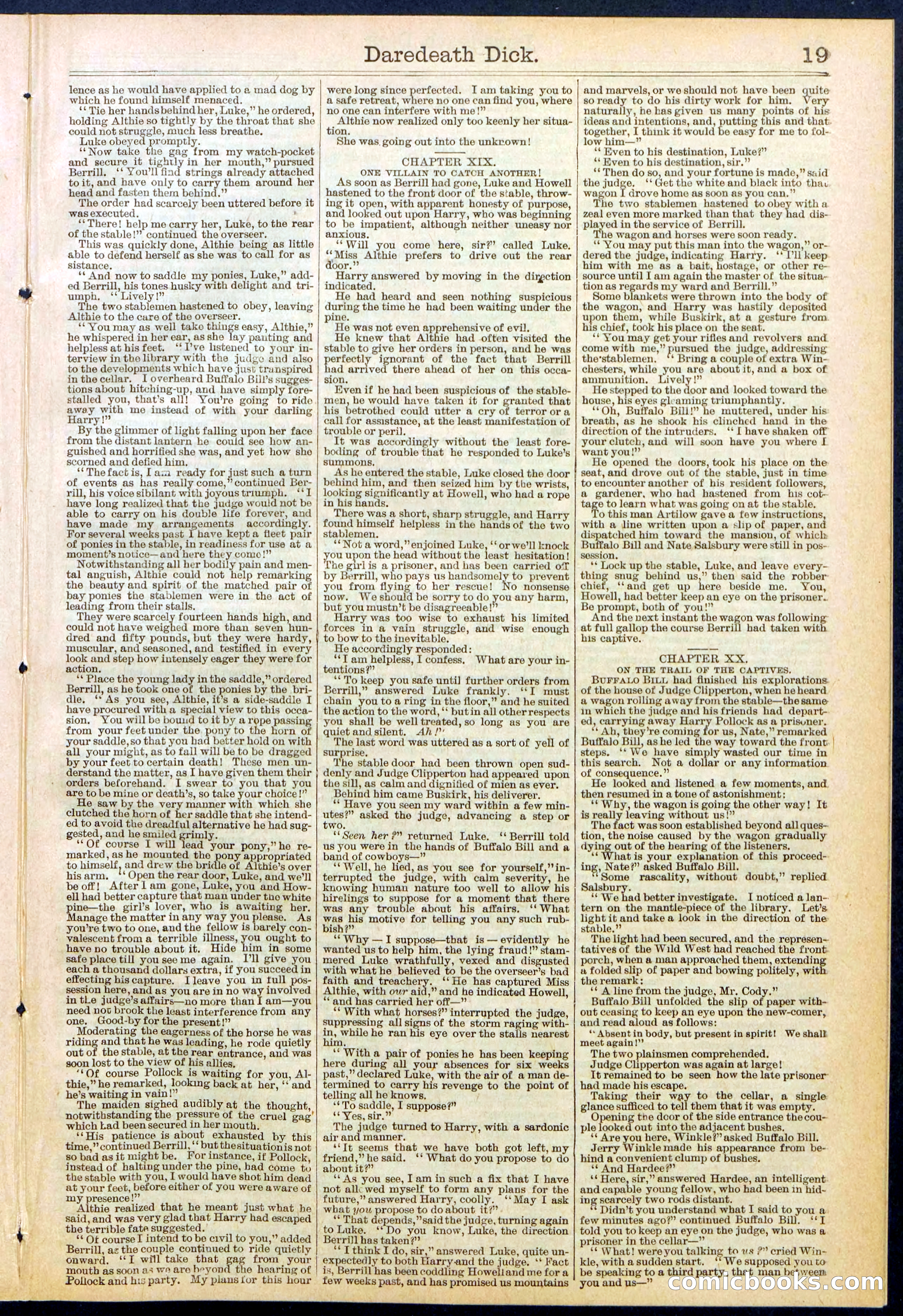 Beadle's Dime Library No. 629: Daredevil Dick, King of the Cowboys — page 19 of 32