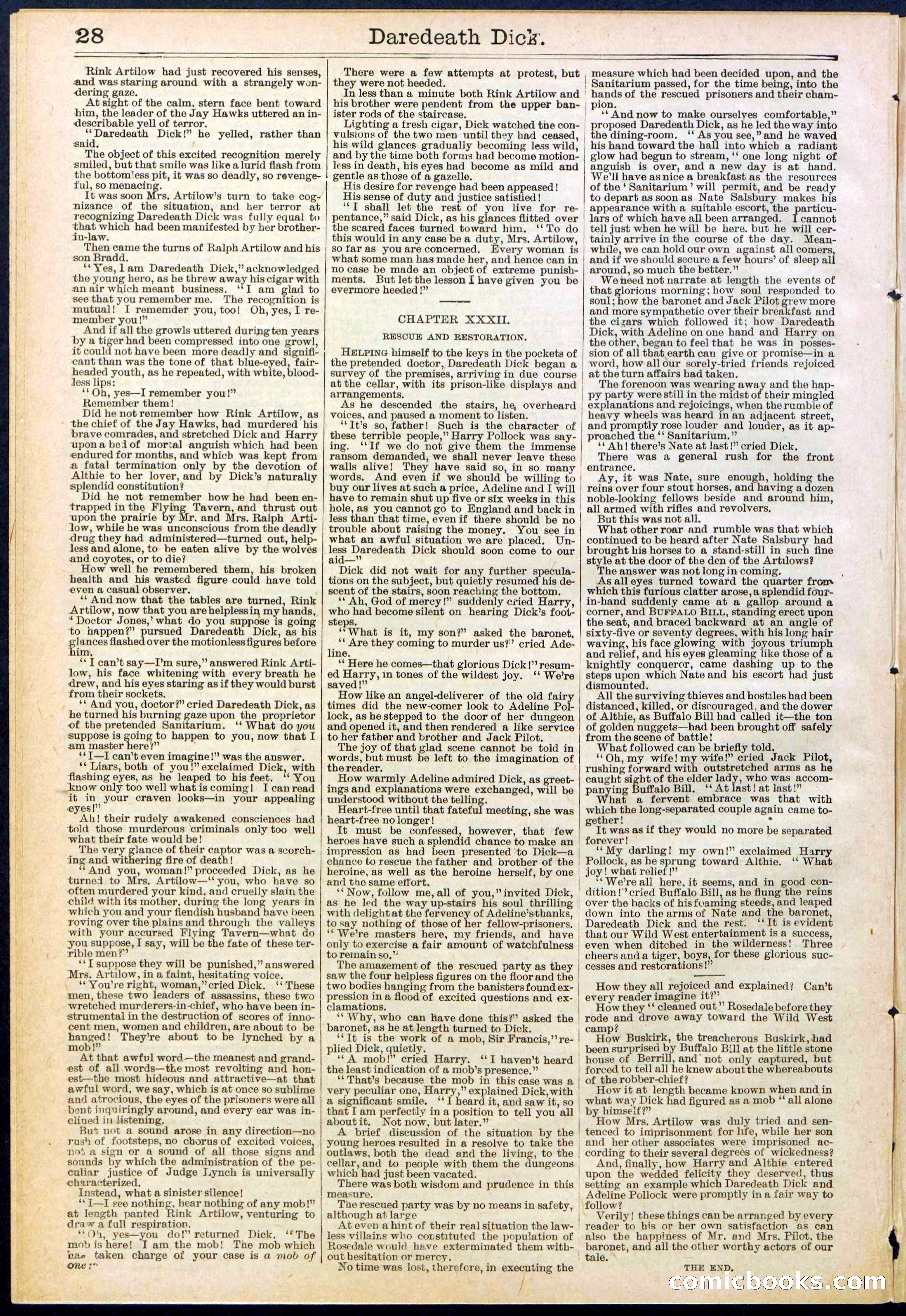 Beadle's Dime Library No. 629: Daredevil Dick, King of the Cowboys — page 28 of 32