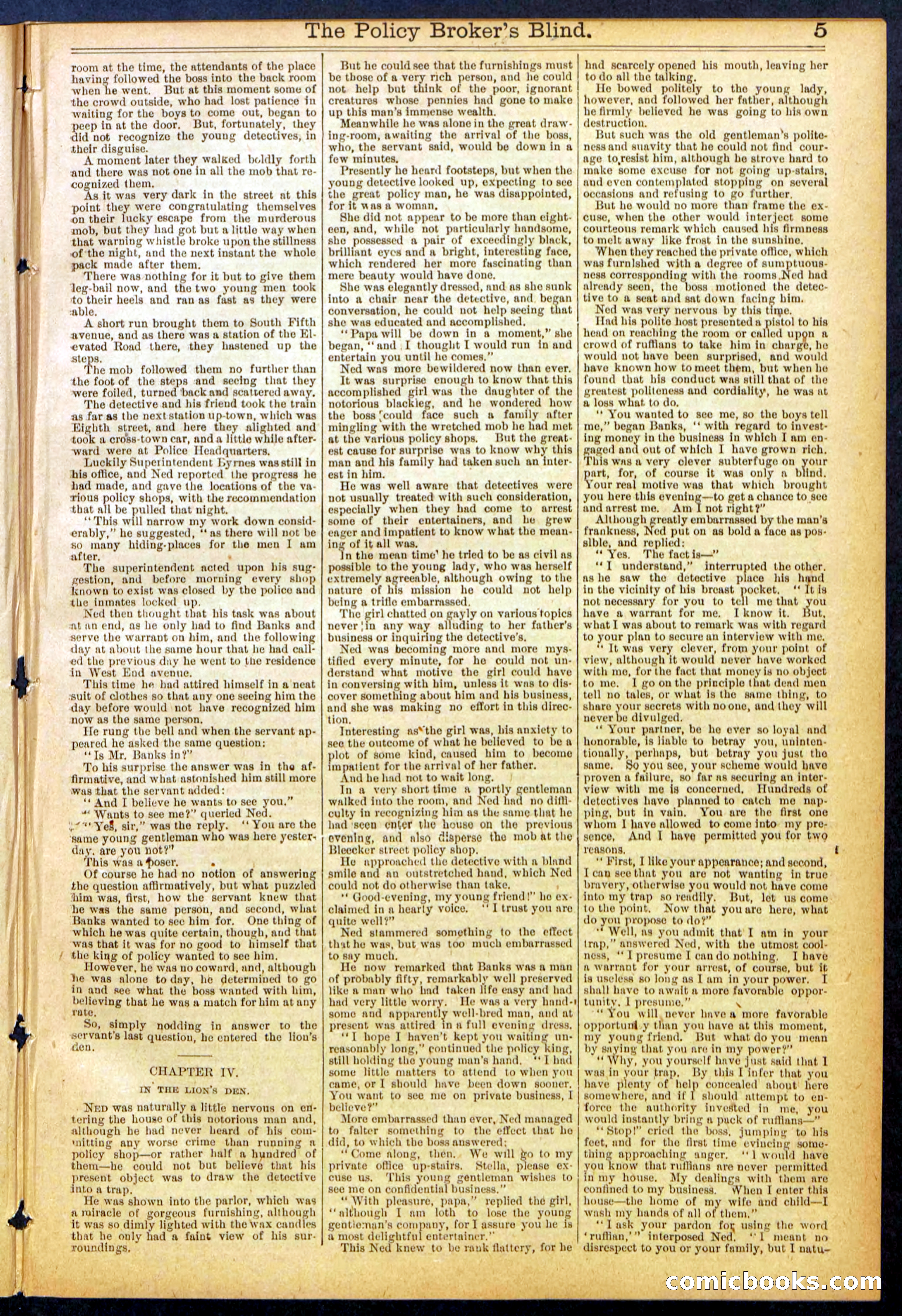 The Policy Broker's Blind; or, Detective Burr's Police Puzzle — page 5 of 32