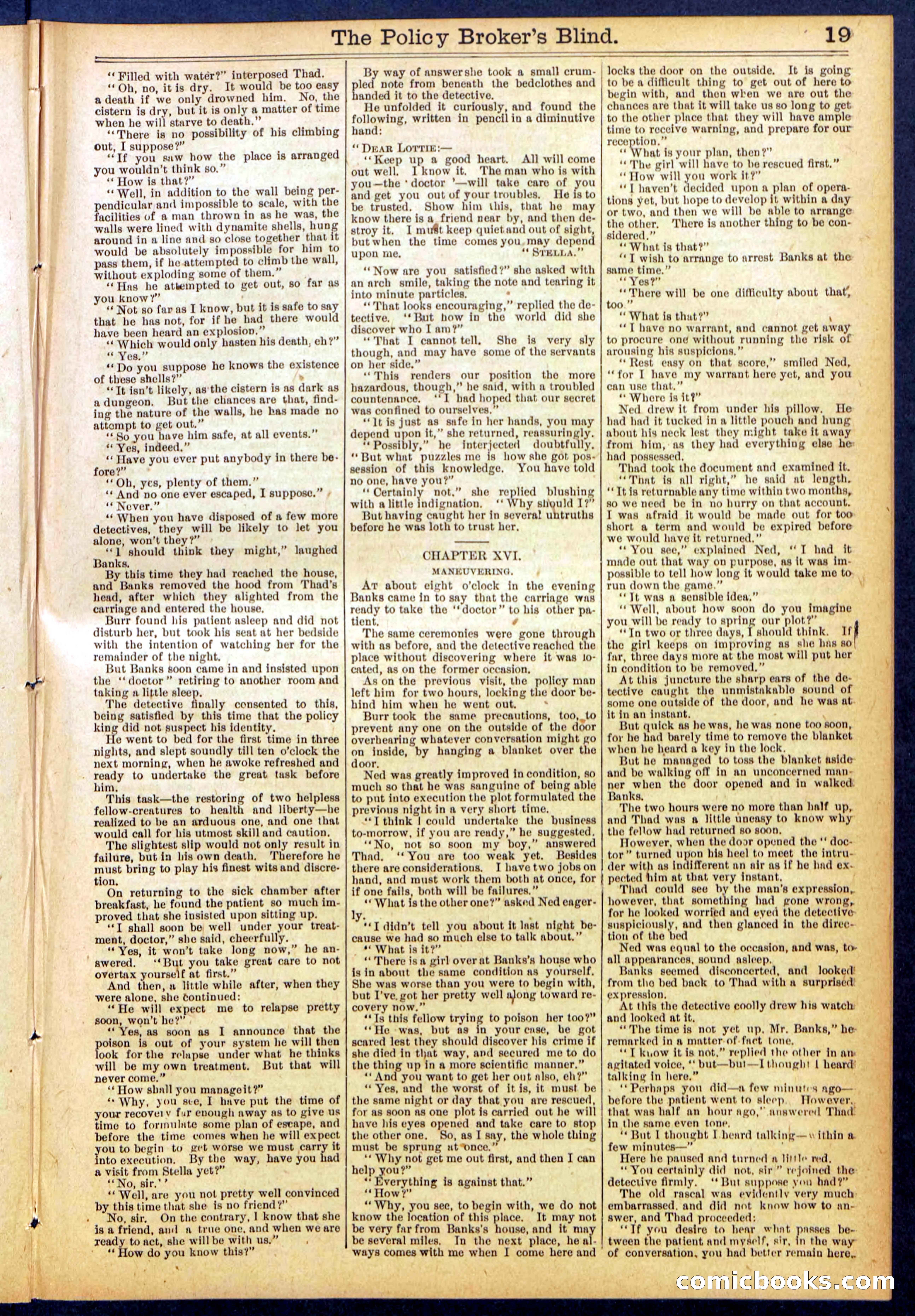 The Policy Broker's Blind; or, Detective Burr's Police Puzzle — page 19 of 32