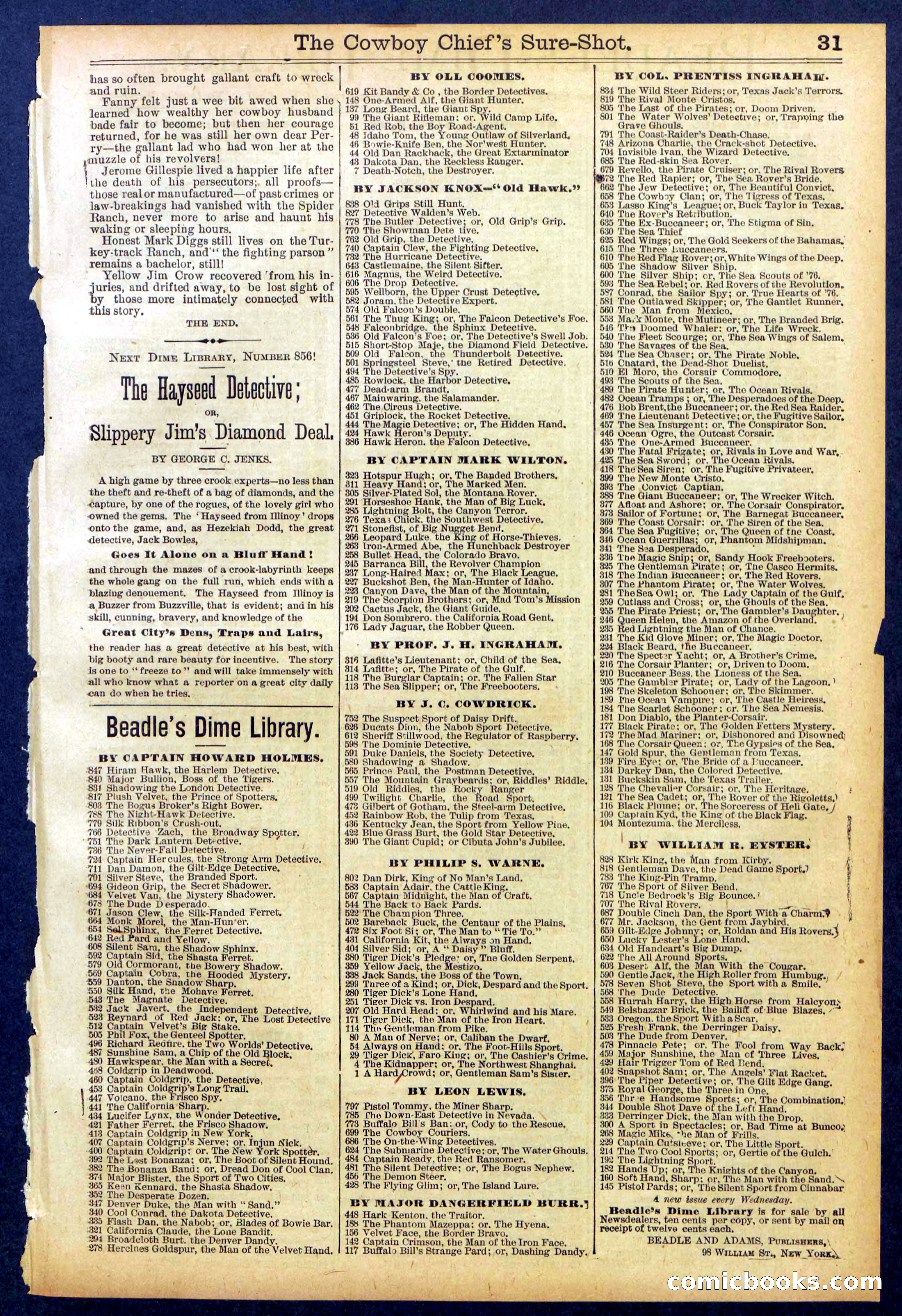 Beadle's Dime Library No. 855 — page 31 of 32