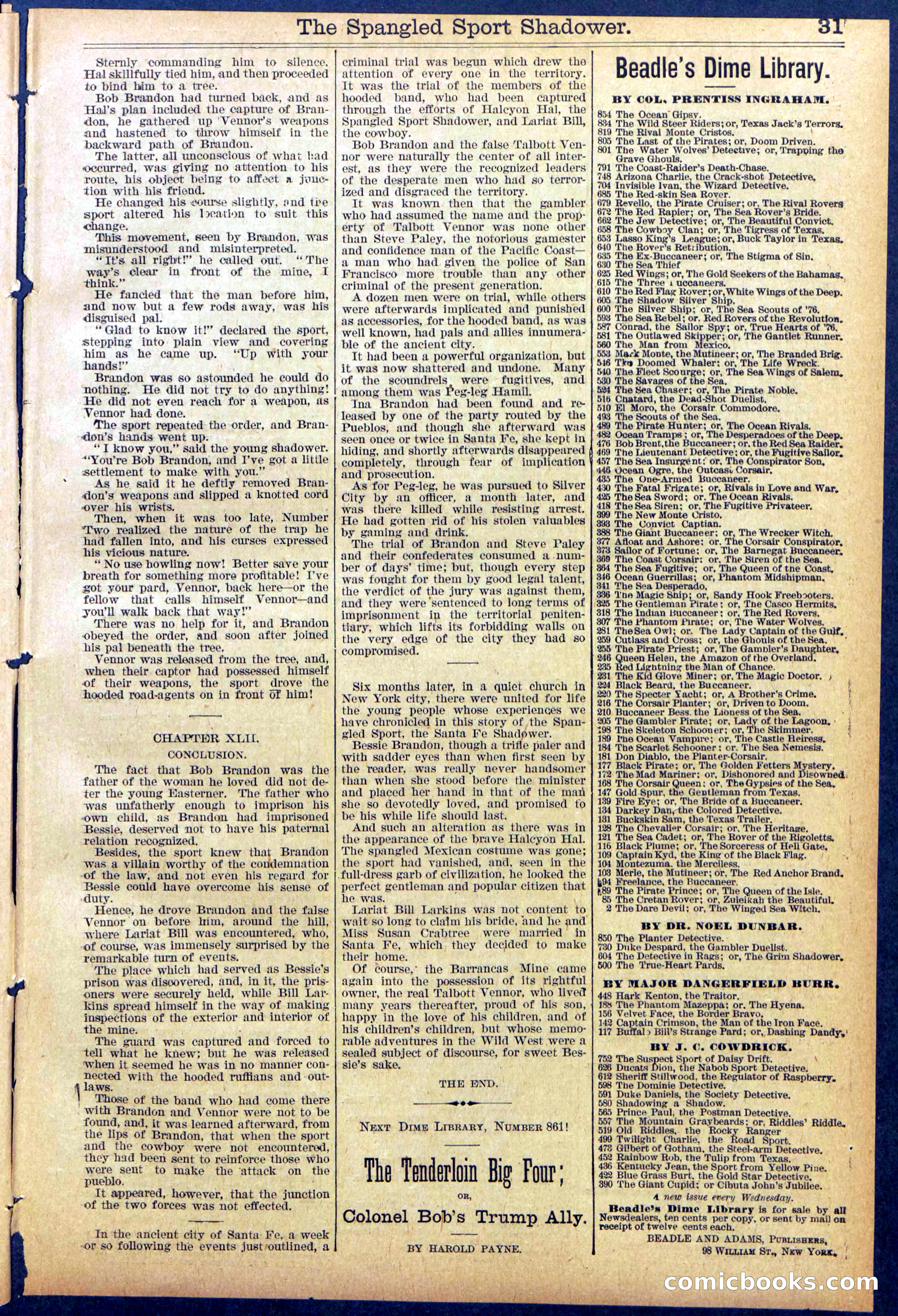 Beadle's Dime New York Library No. 860 — page 31 of 32