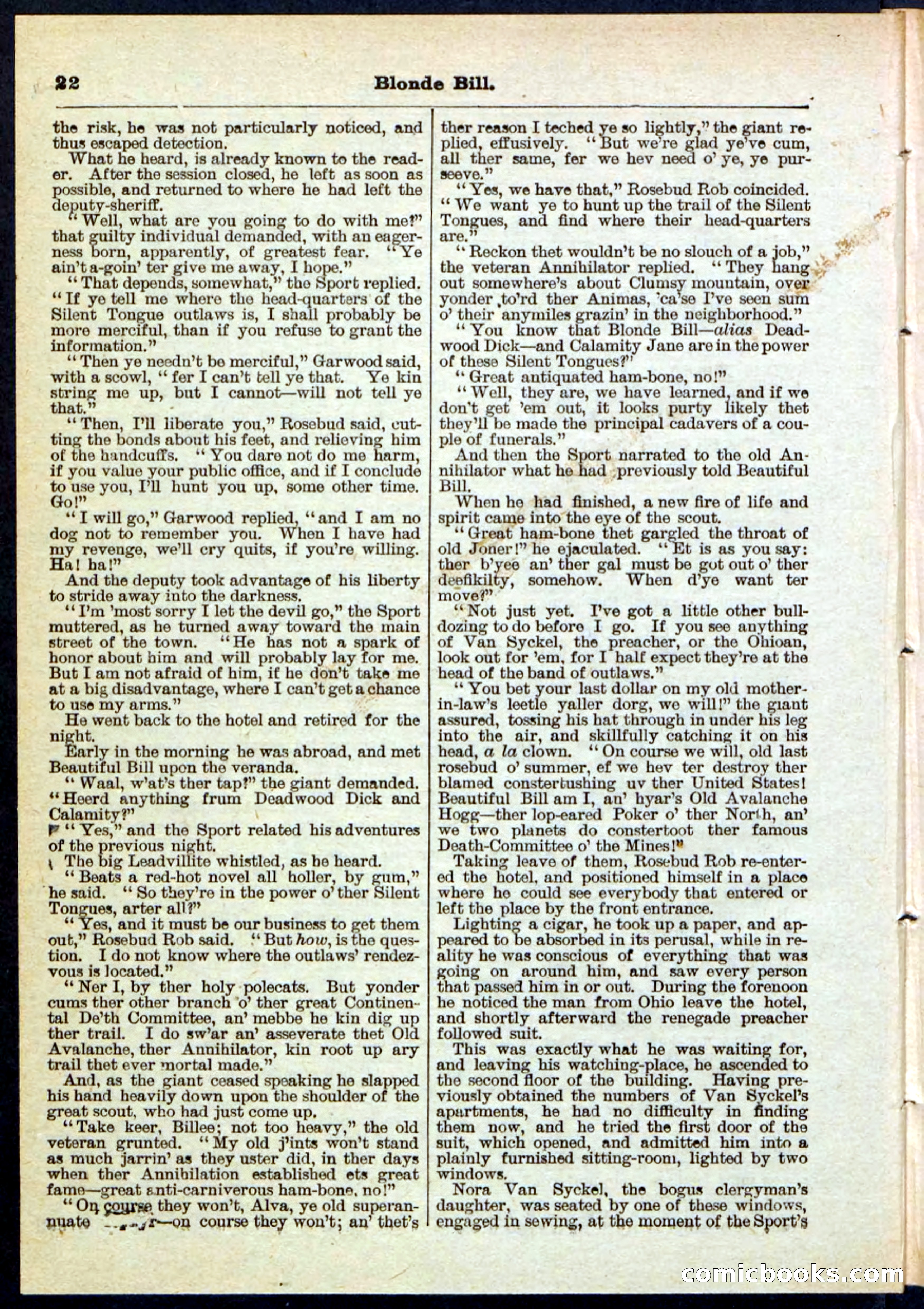 Blonde Bill, or Deadwood Dick's Home Base — page 22 of 32