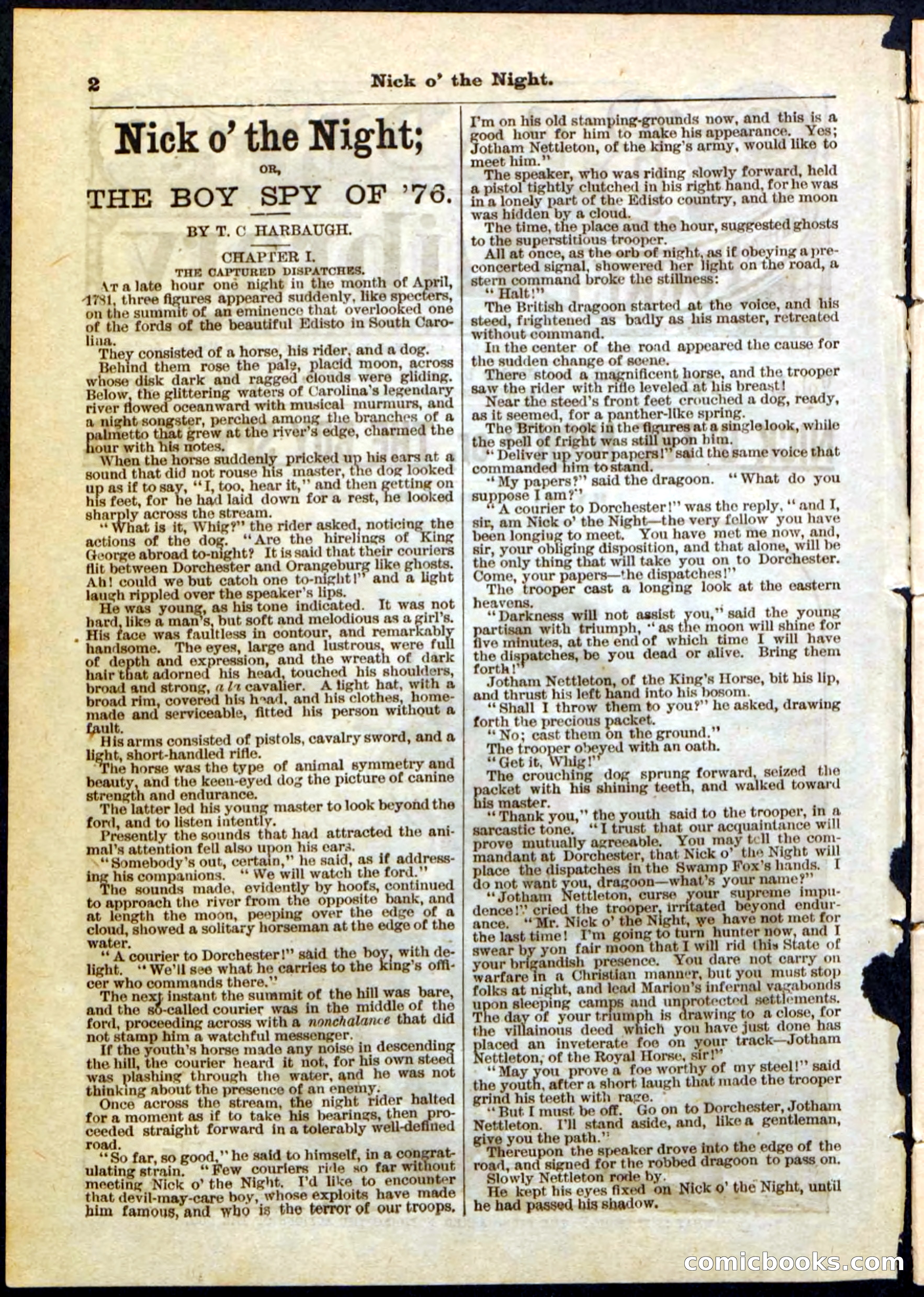 Nick o' the Night; or, The Boy Spy of '76 — page 2 of 32