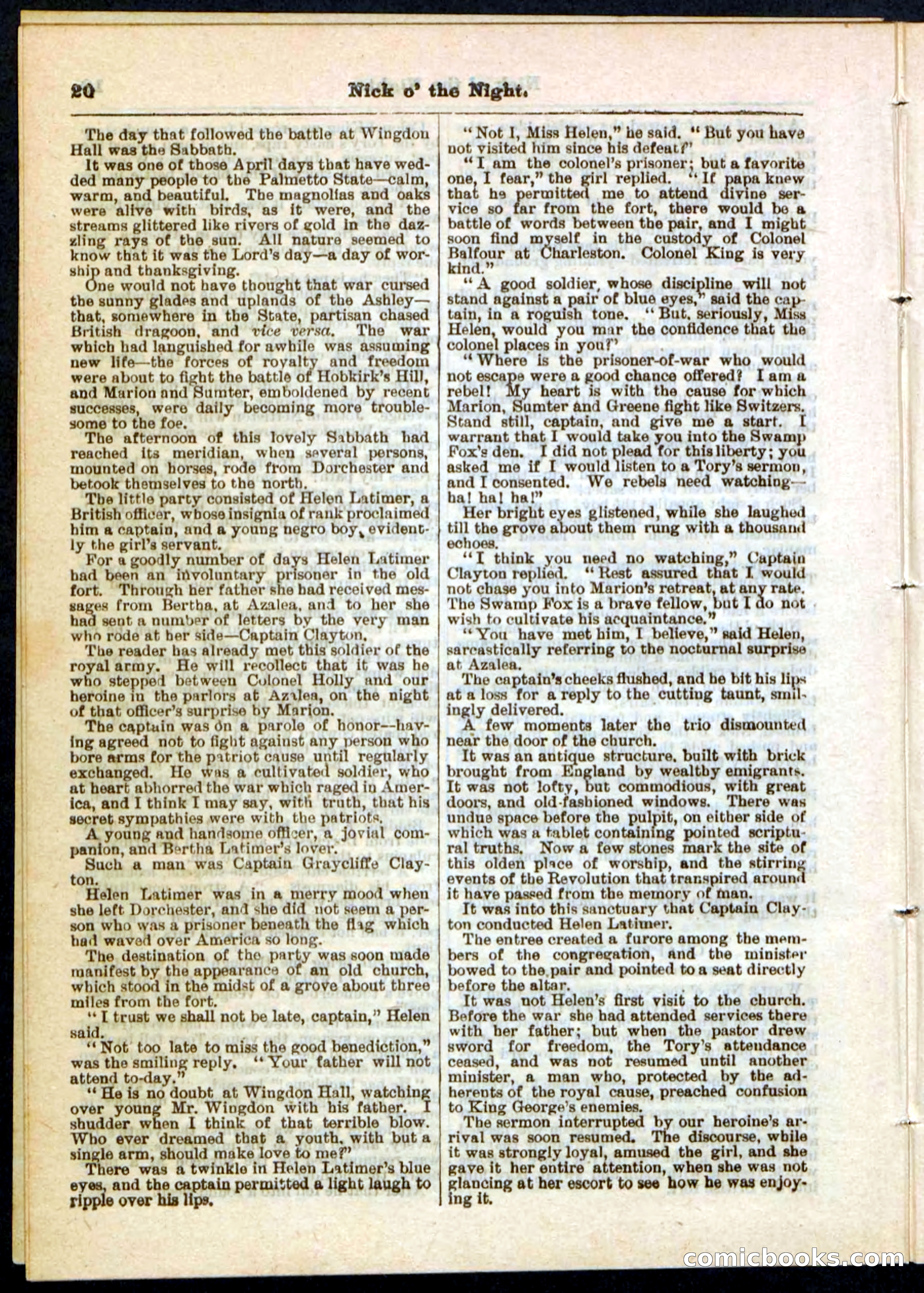 Nick o' the Night; or, The Boy Spy of '76 — page 20 of 32