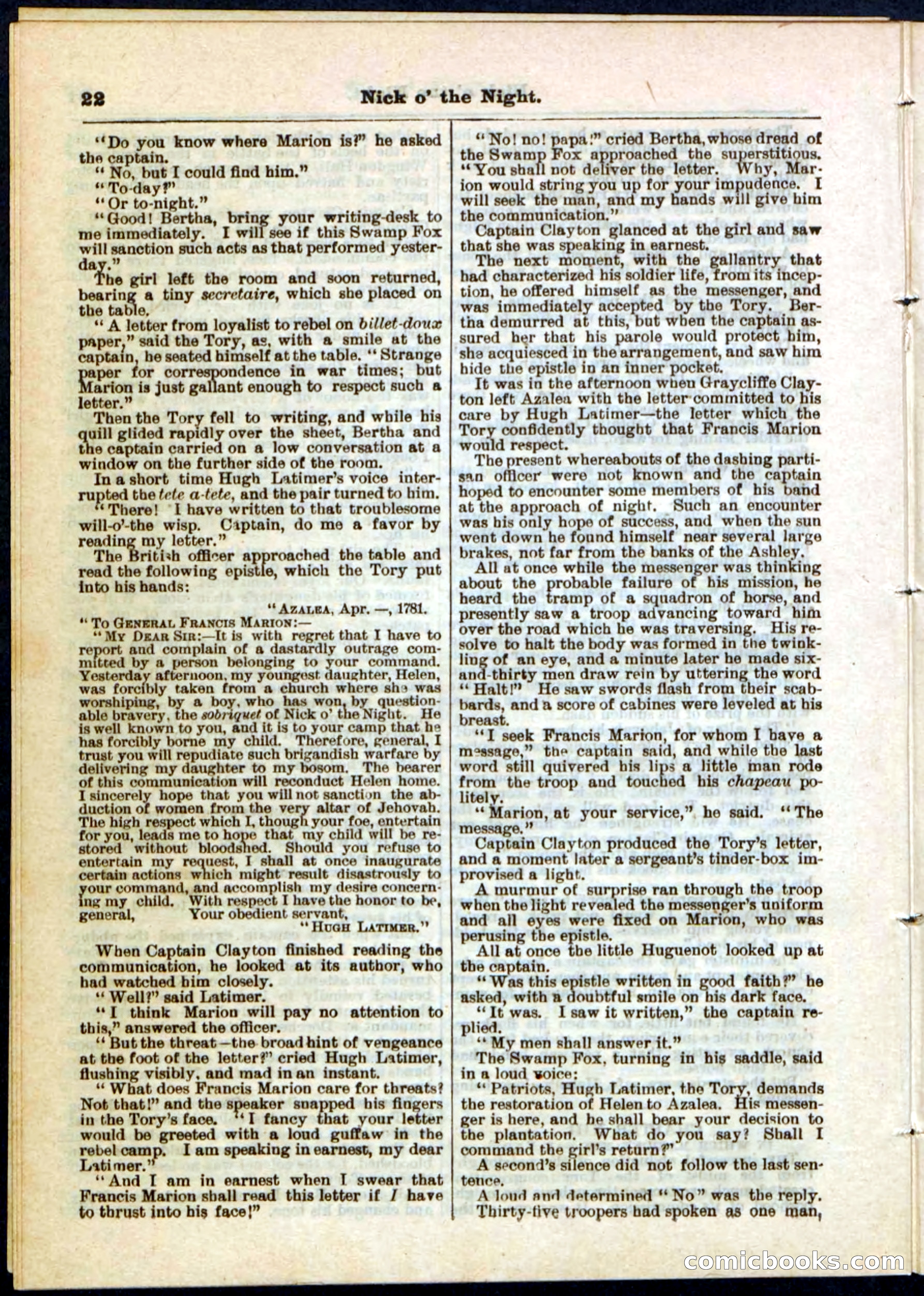 Nick o' the Night; or, The Boy Spy of '76 — page 22 of 32