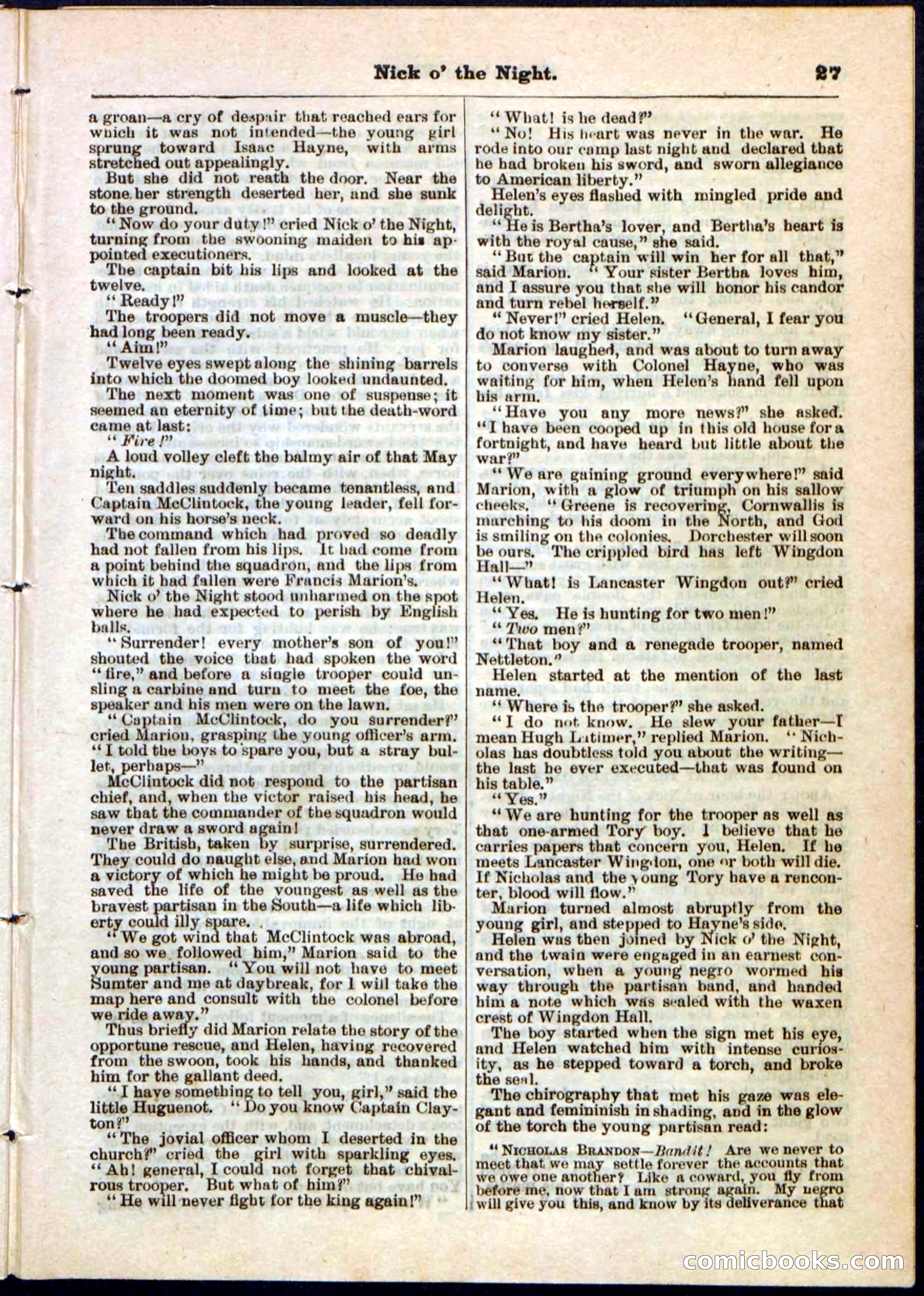 Nick o' the Night; or, The Boy Spy of '76 — page 27 of 32