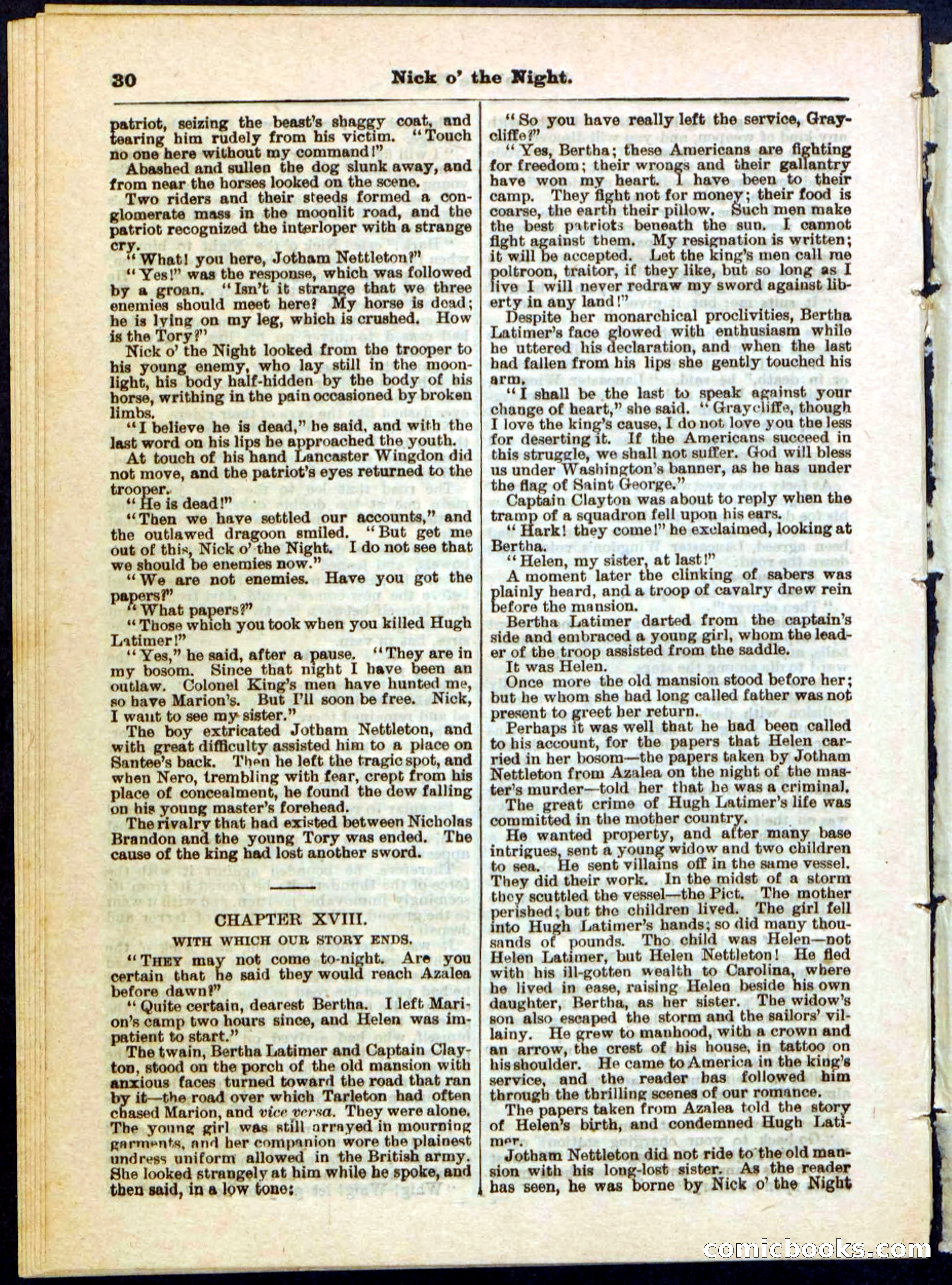 Nick o' the Night; or, The Boy Spy of '76 — page 30 of 32