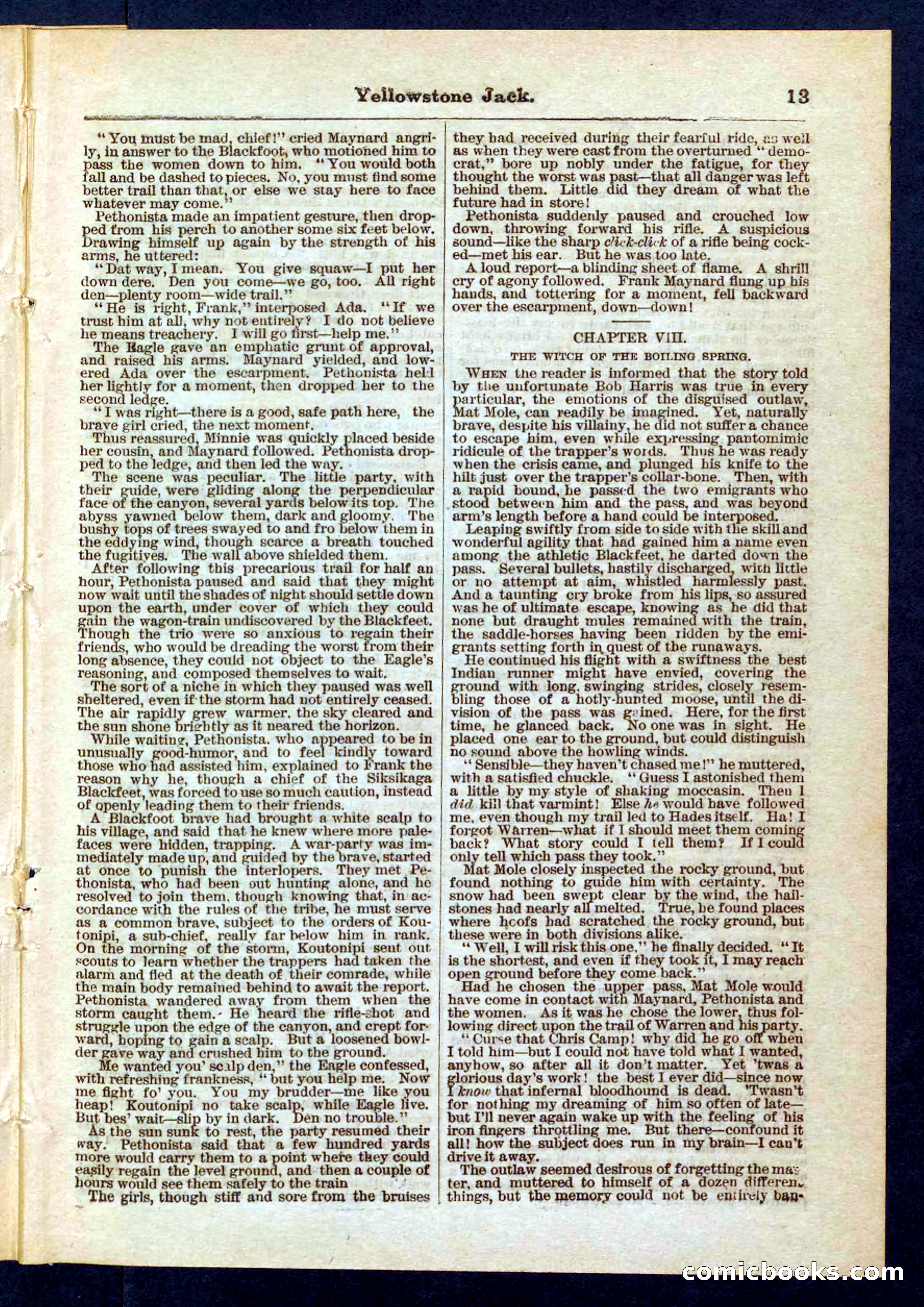 Yellowstone Jack; or, Trappers of the Enchanted Ground — page 13 of 32