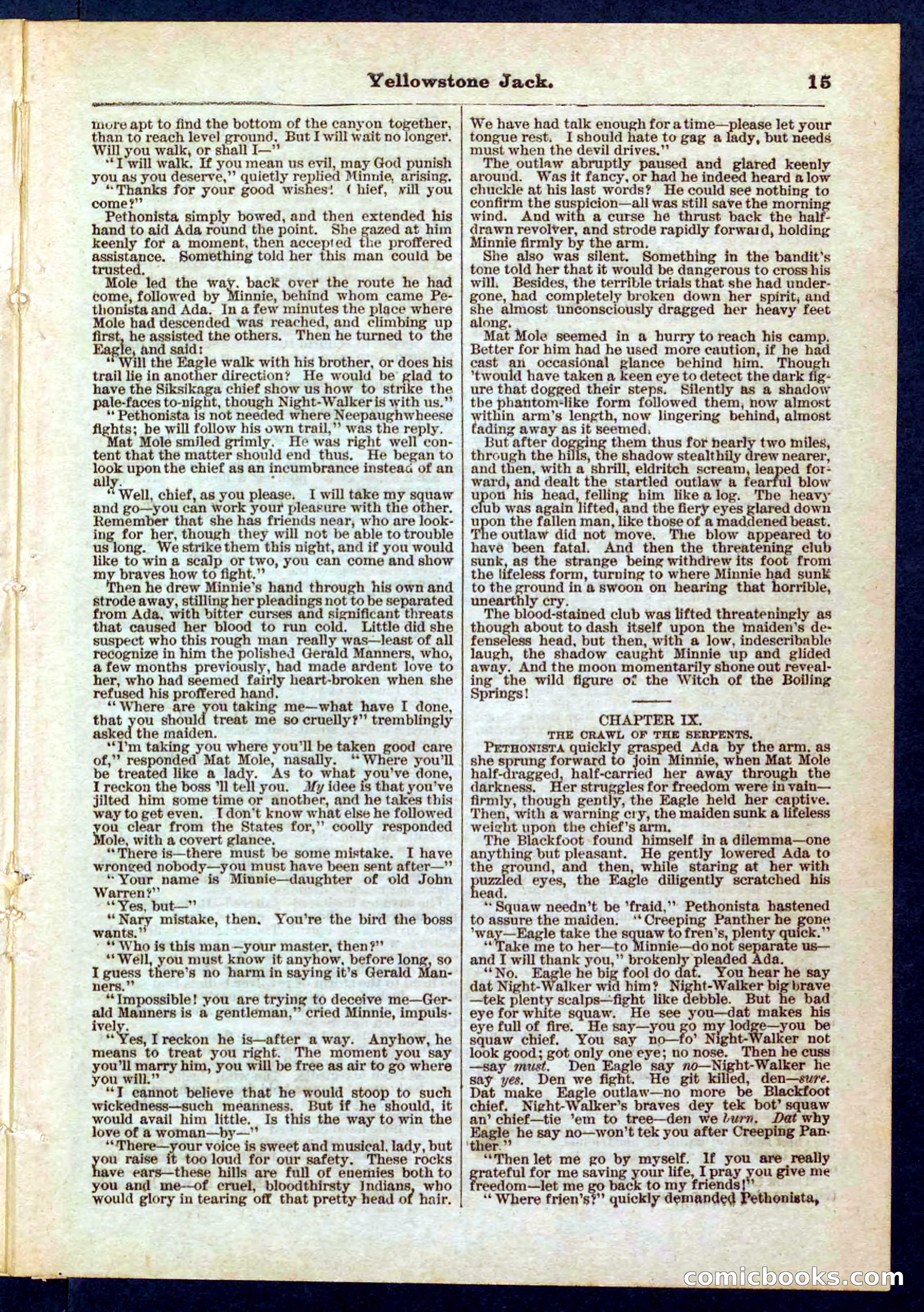 Yellowstone Jack; or, Trappers of the Enchanted Ground — page 15 of 32