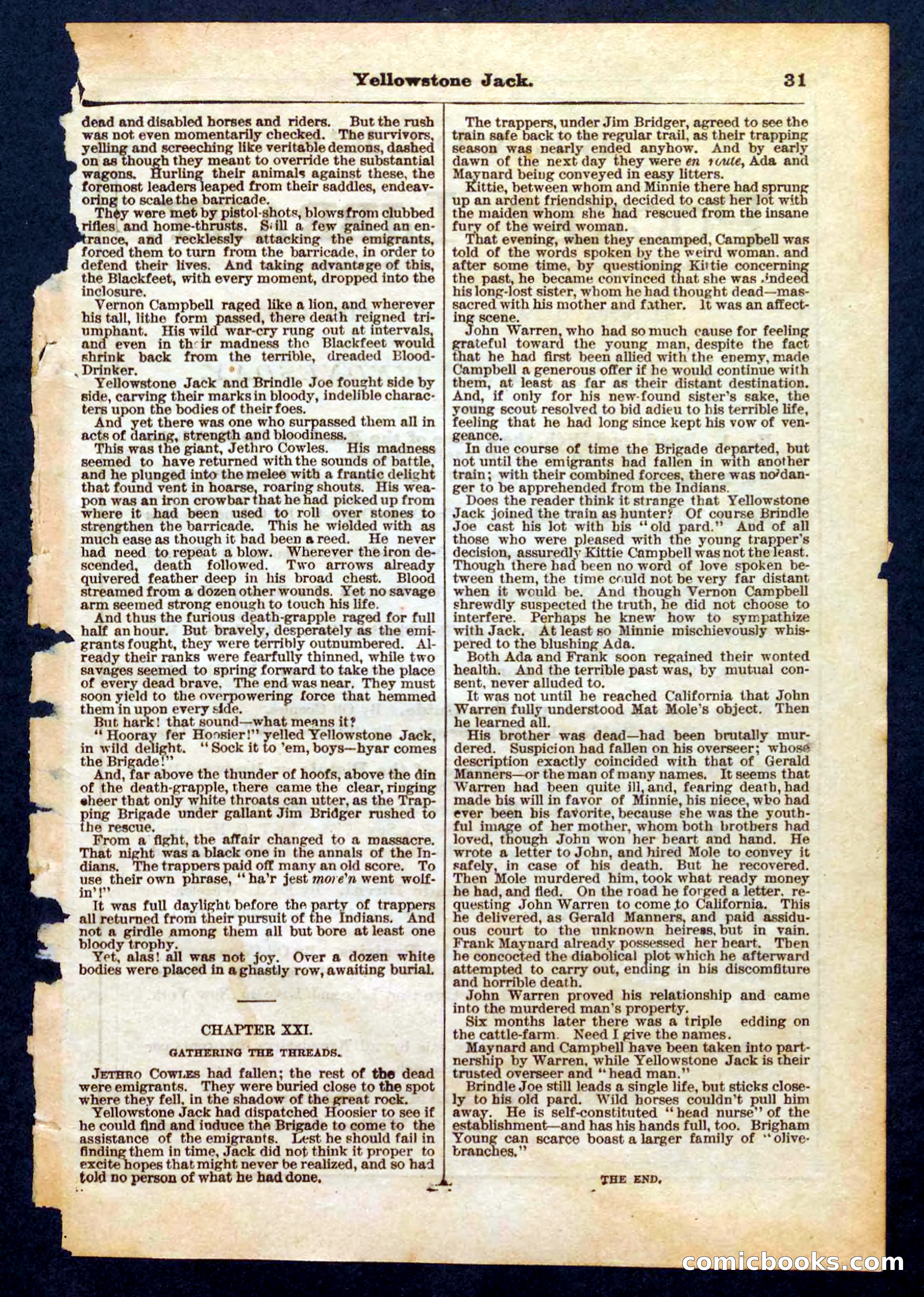Yellowstone Jack; or, Trappers of the Enchanted Ground — page 31 of 32