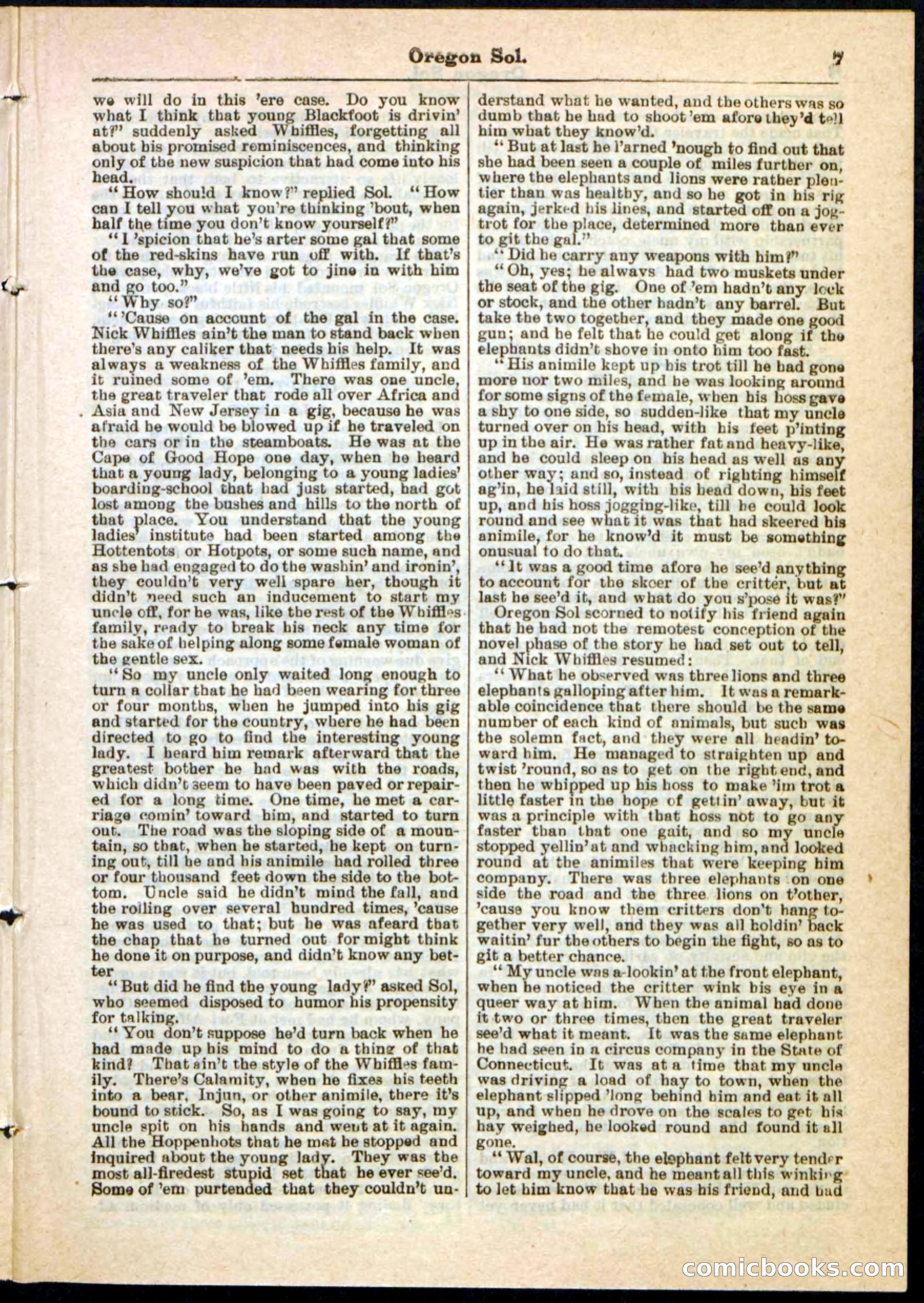 Oregon Sol; or, Nick Whiffles's Boy Spy — page 7 of 32