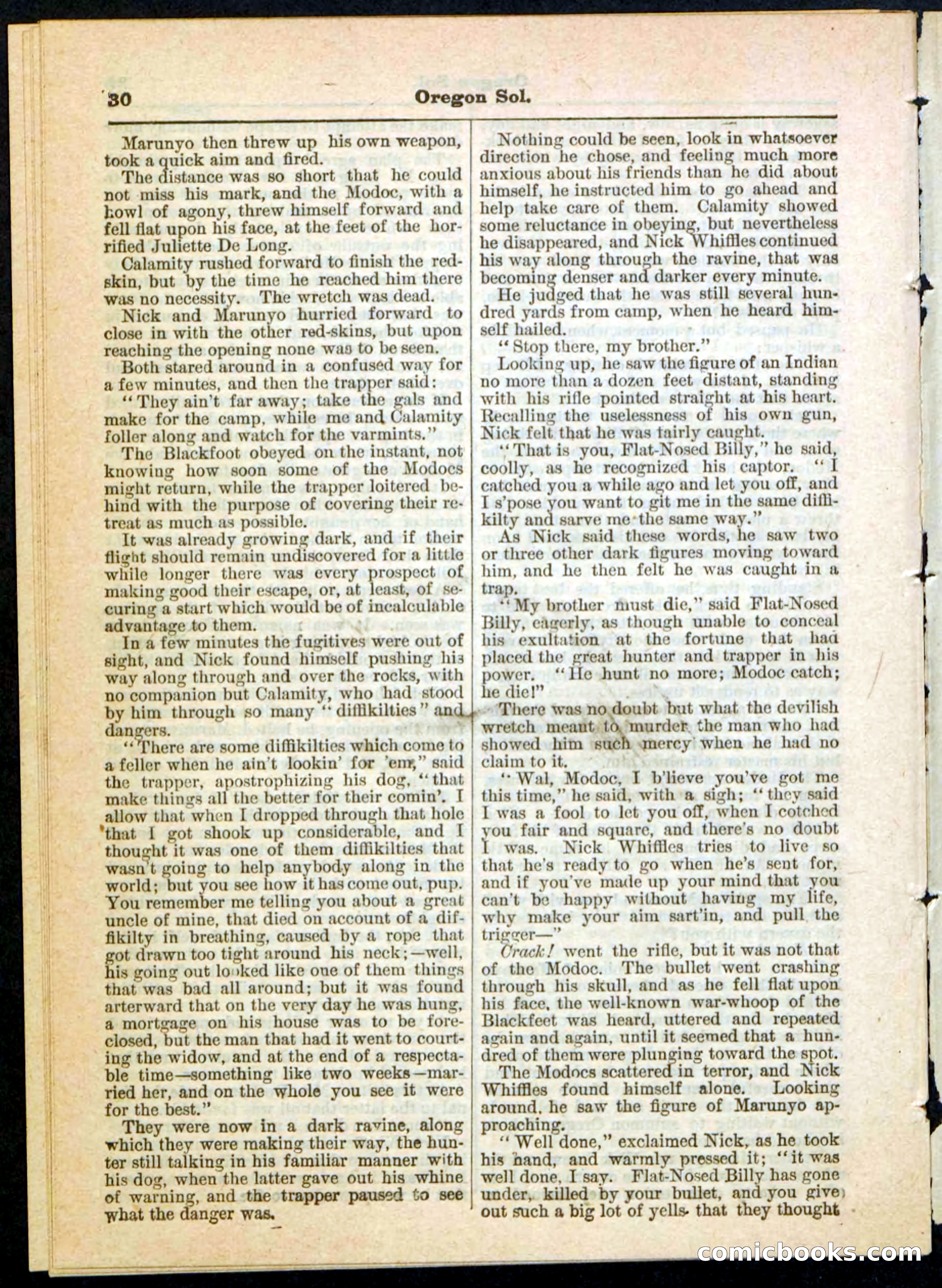 Oregon Sol; or, Nick Whiffles's Boy Spy — page 30 of 32