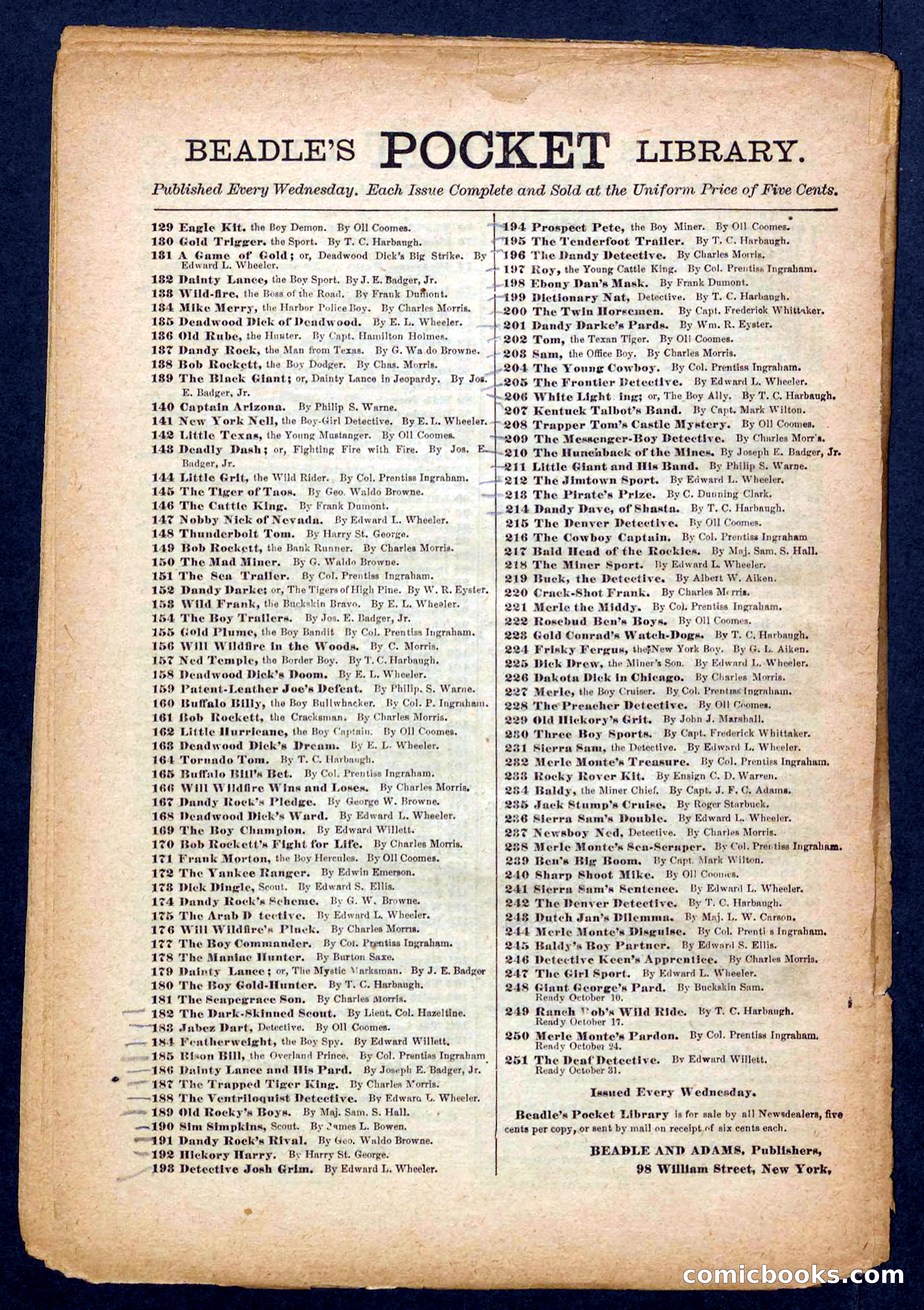 Beadle's Pocket Library No. 248 — page 32 of 32