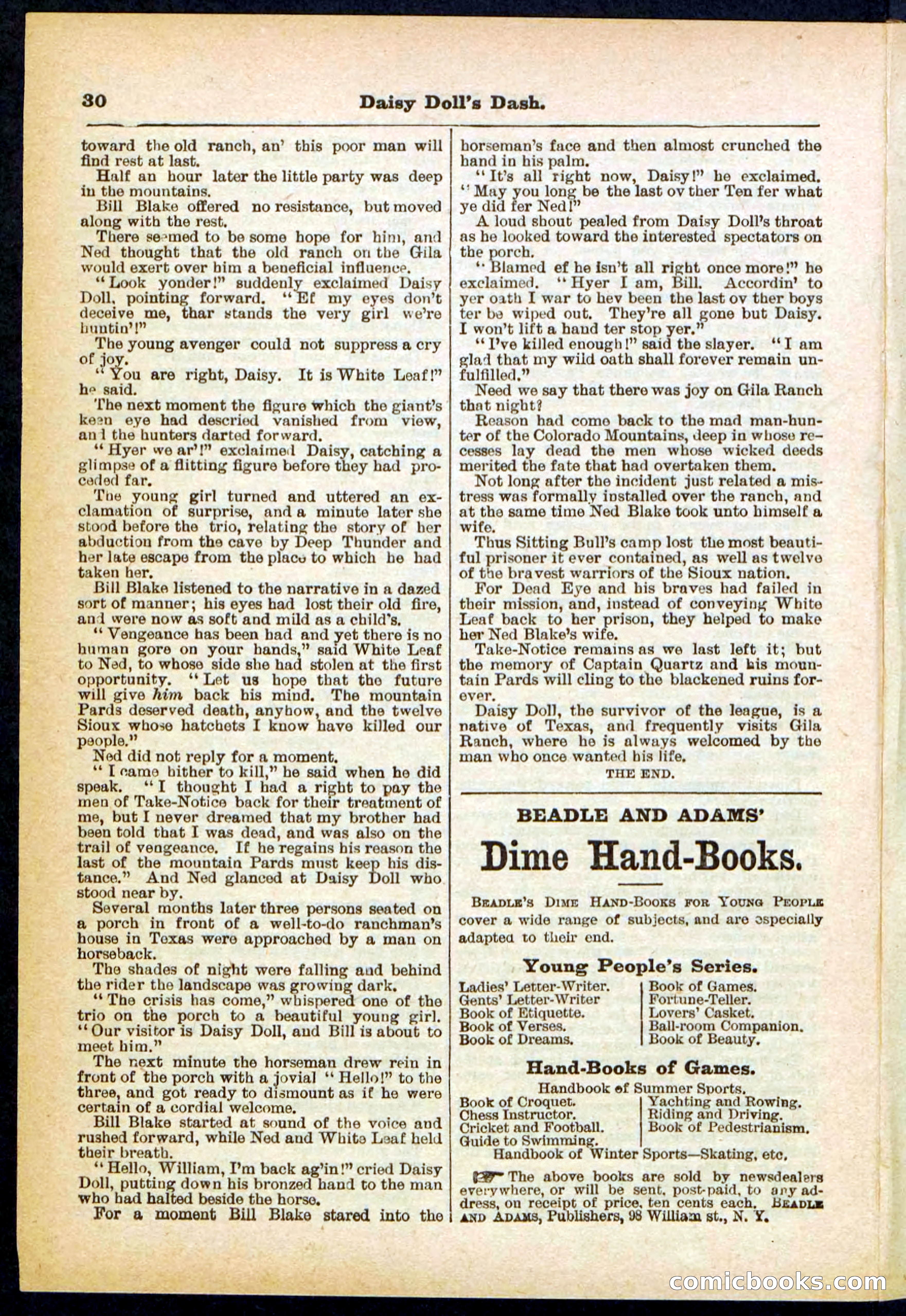 Beadle's Pocket Library No. 298 — page 30 of 32