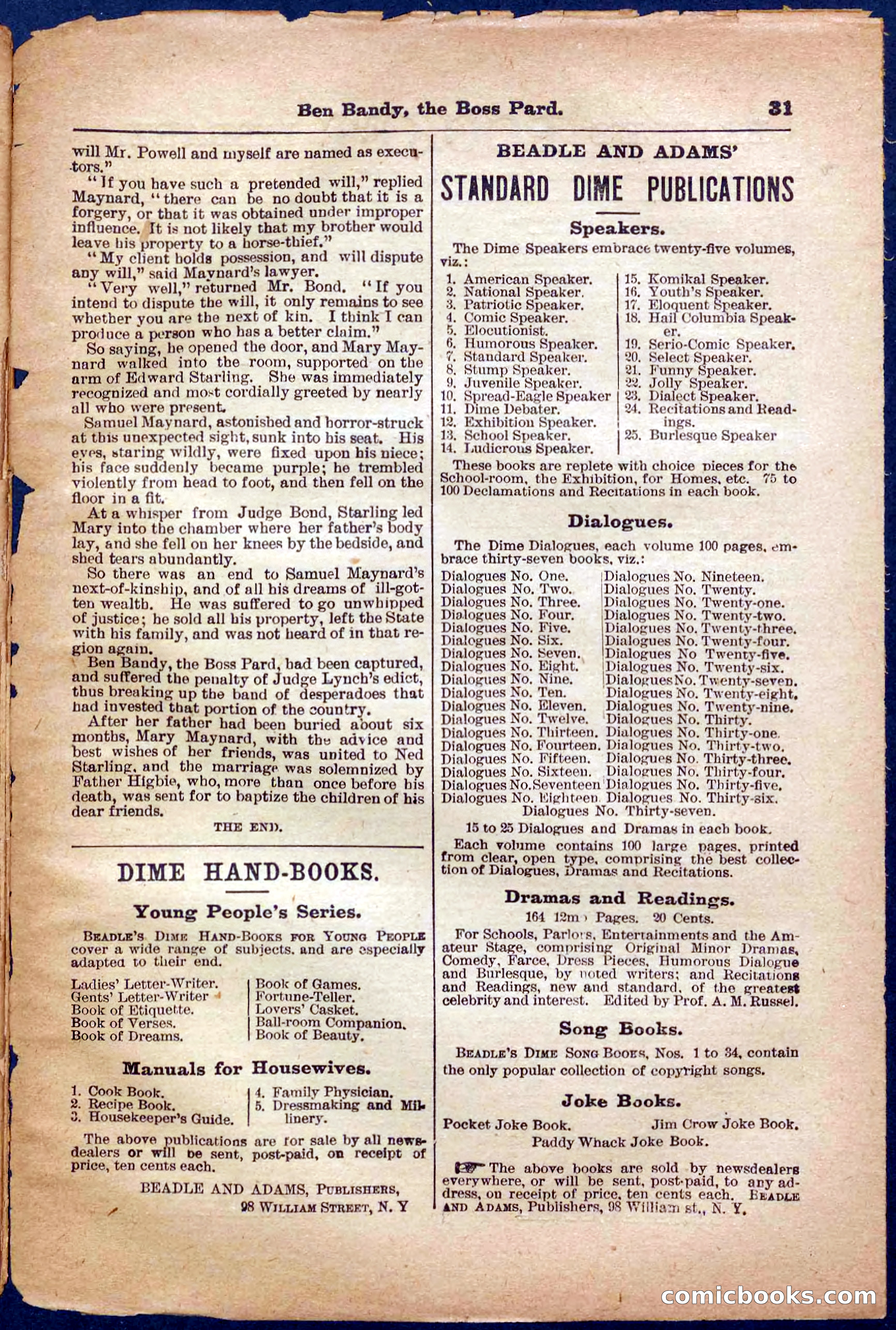 Beadle's Pocket Library No. 335 — page 31 of 32