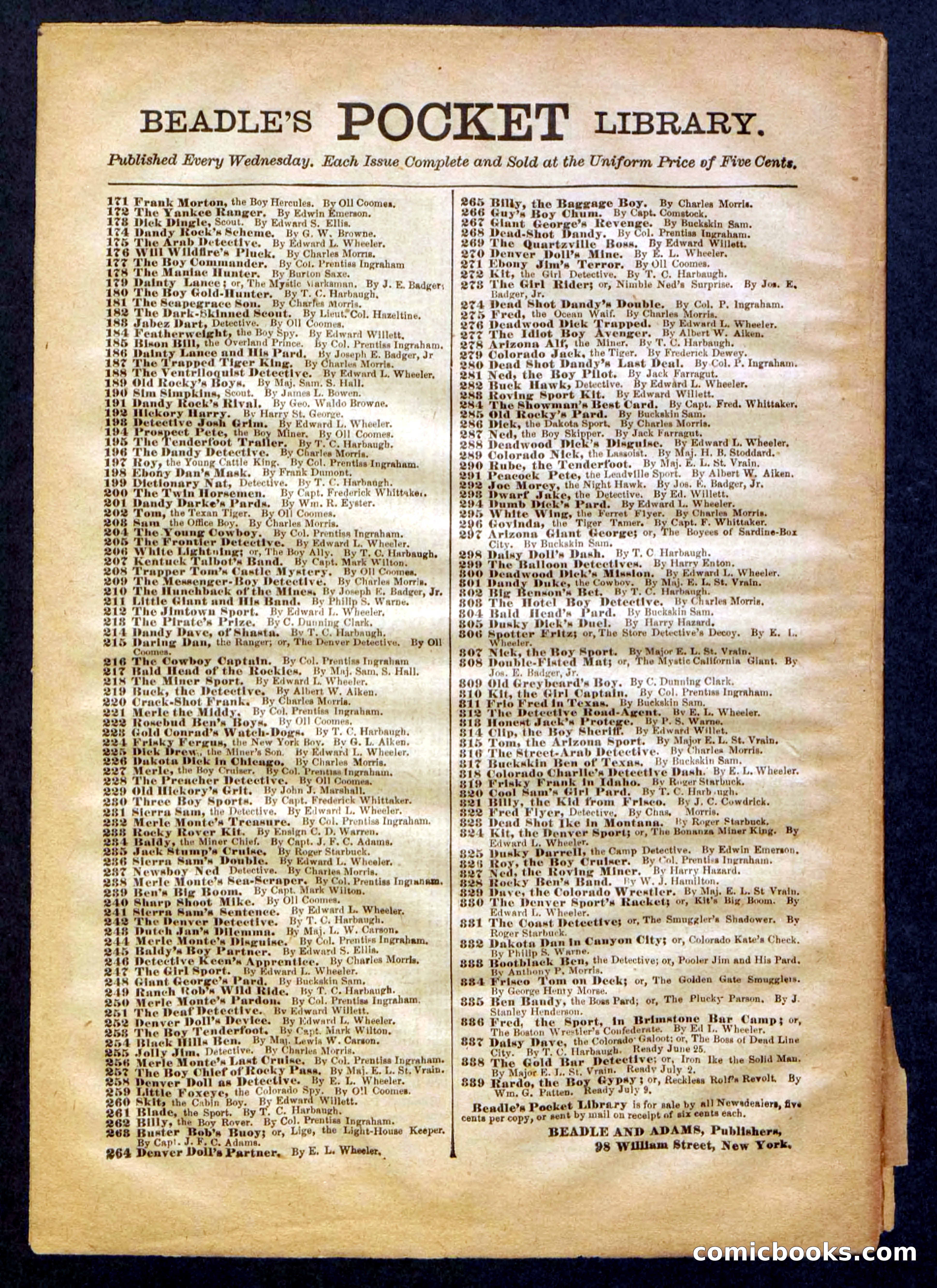 Beadle's Pocket Library No. 336 — page 32 of 32