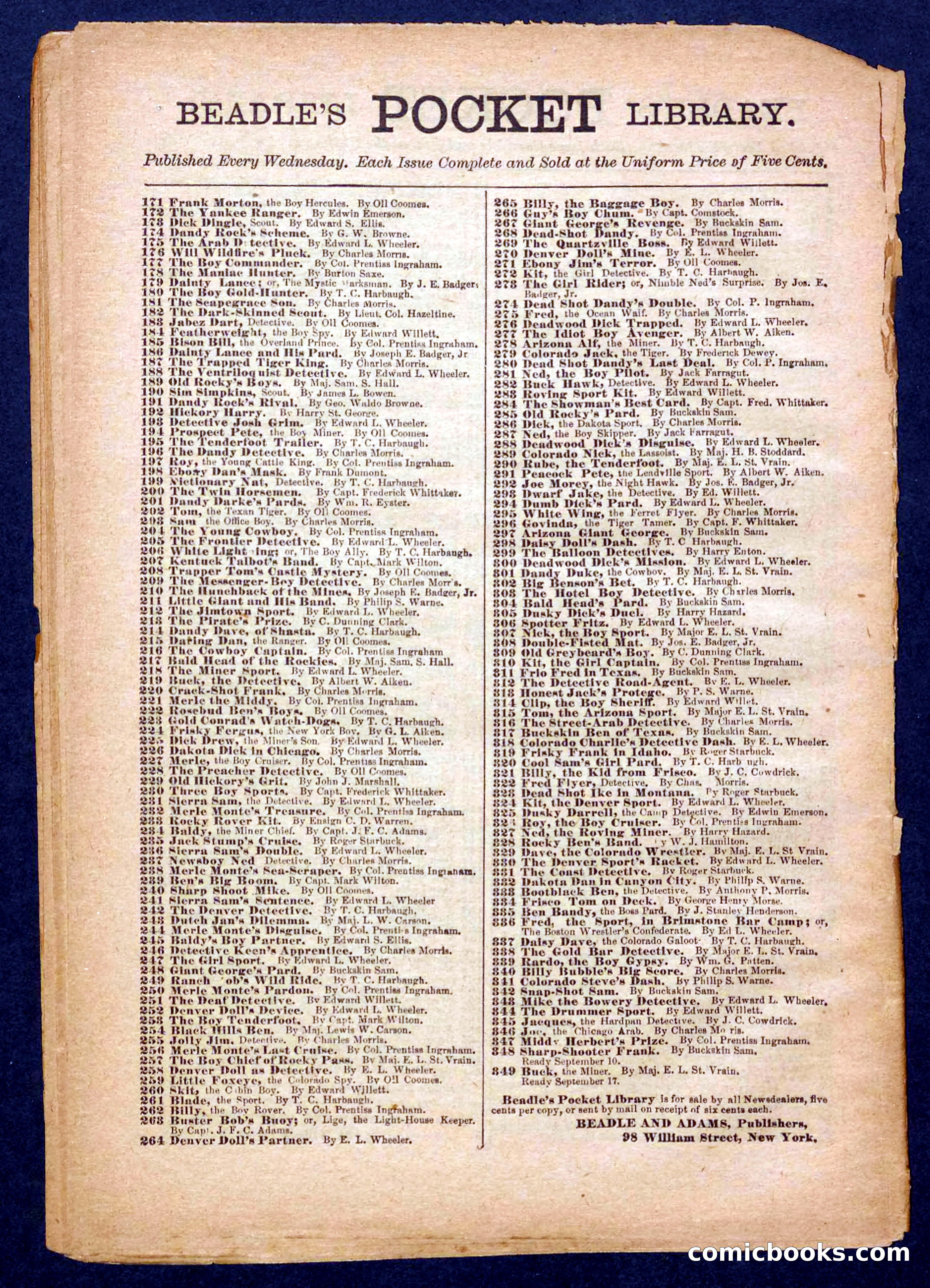 Beadle's Pocket Library No. 341 — page 32 of 32