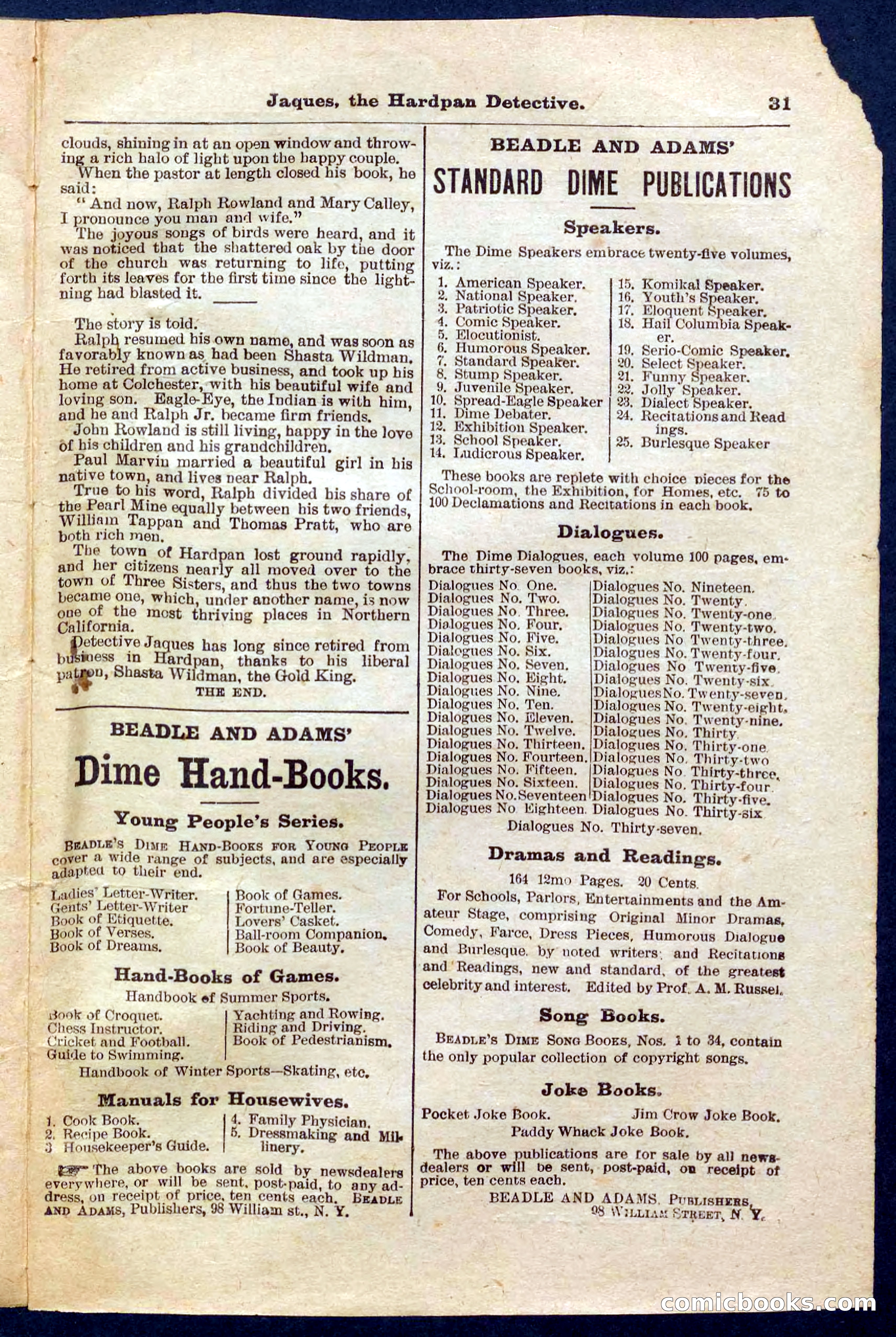 Beadle's Pocket Library No. 345 — page 31 of 32