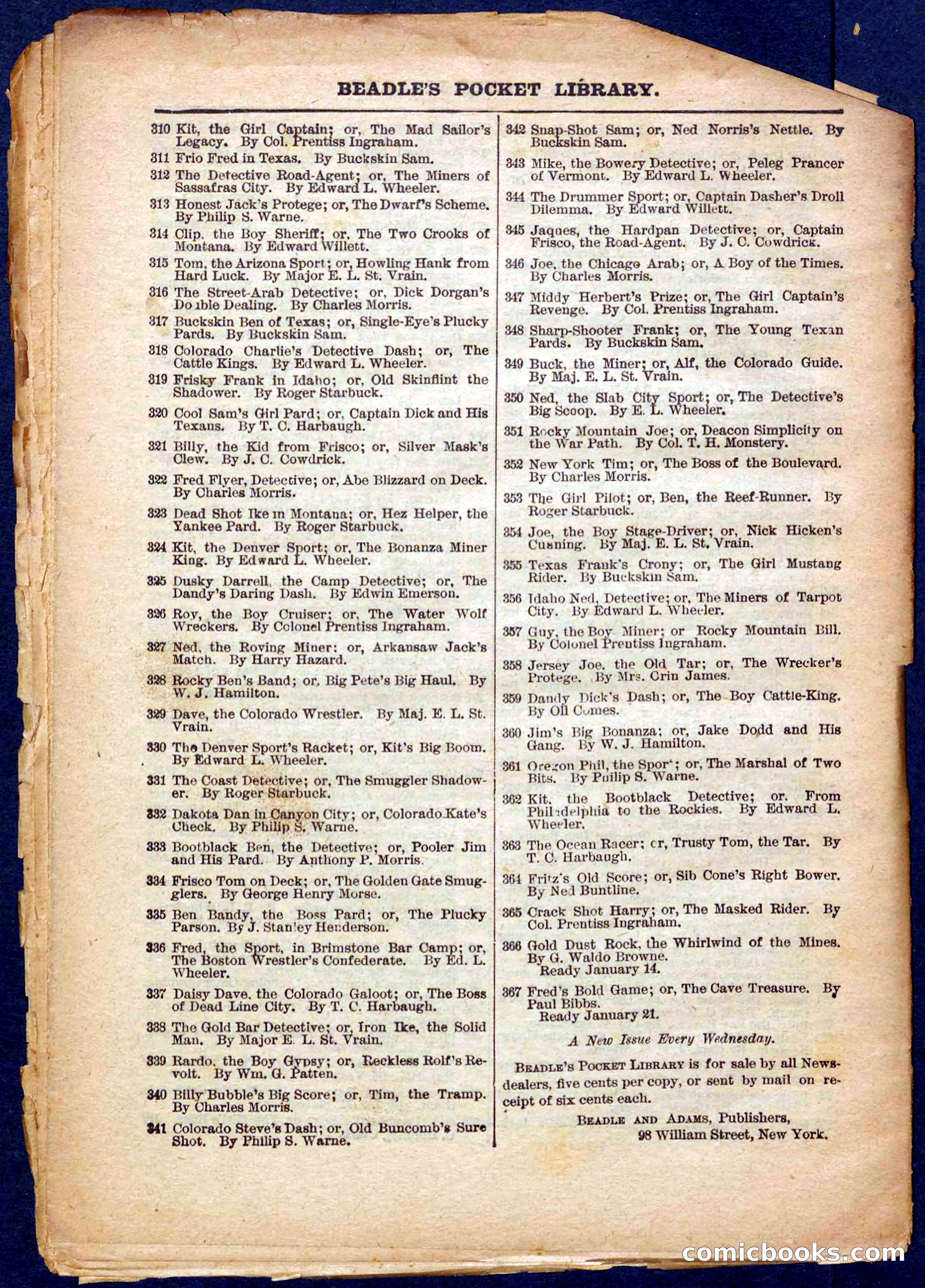 Beadle's Pocket Library No. 366 — page 32 of 32