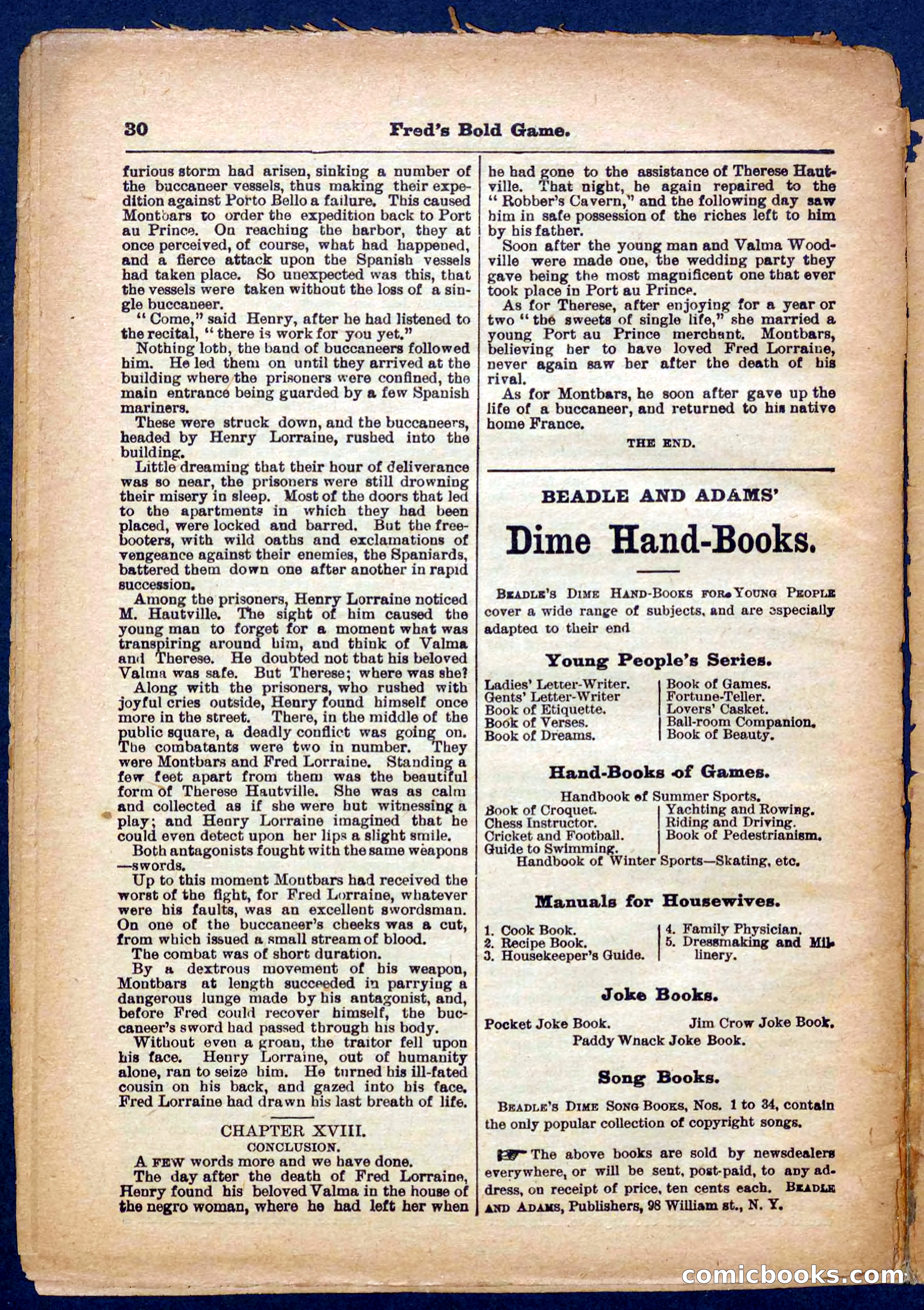 Beadle's Pocket Library, No. 367 — page 30 of 32