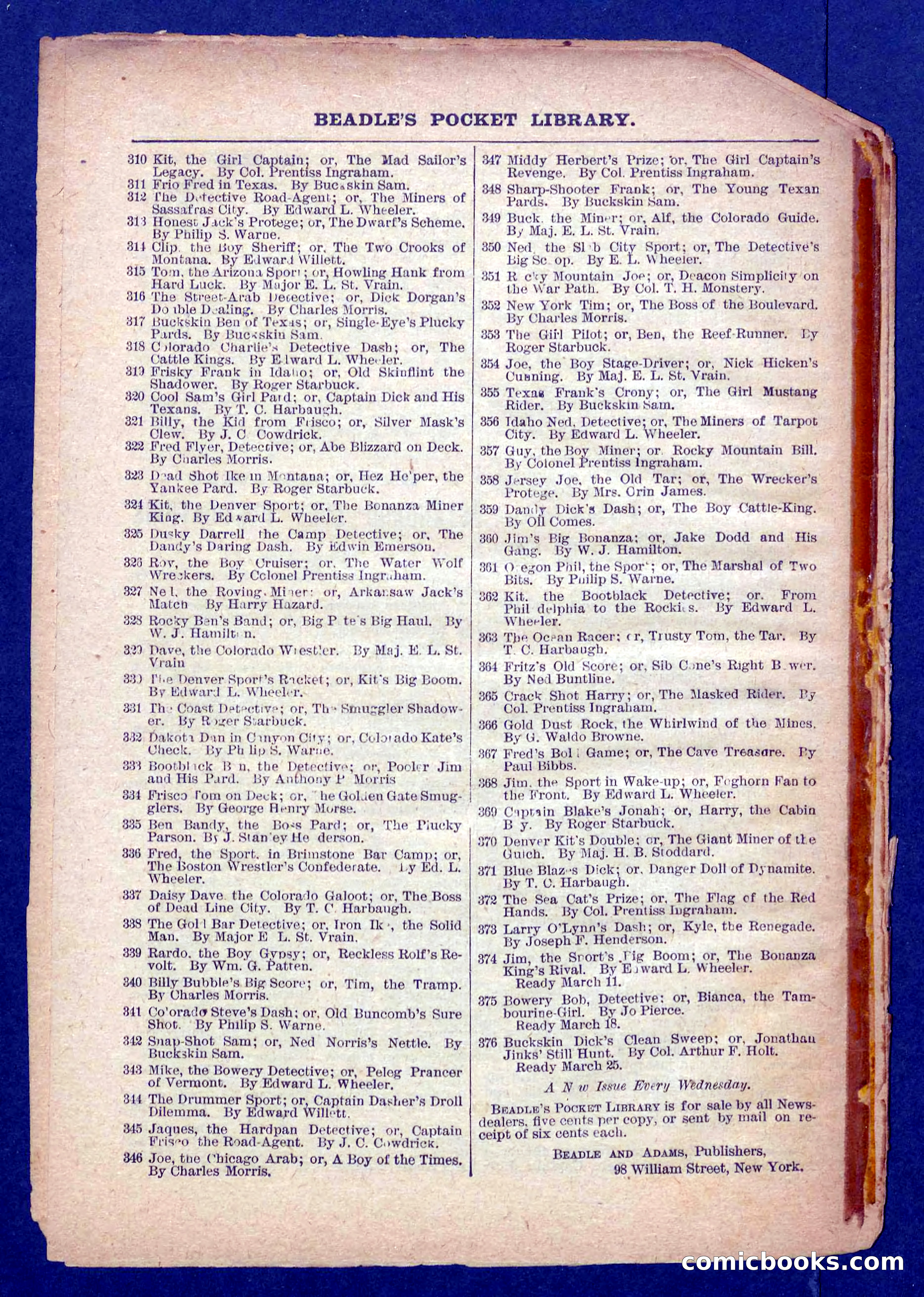 Beadle's Pocket Library No. 372 — page 32 of 32