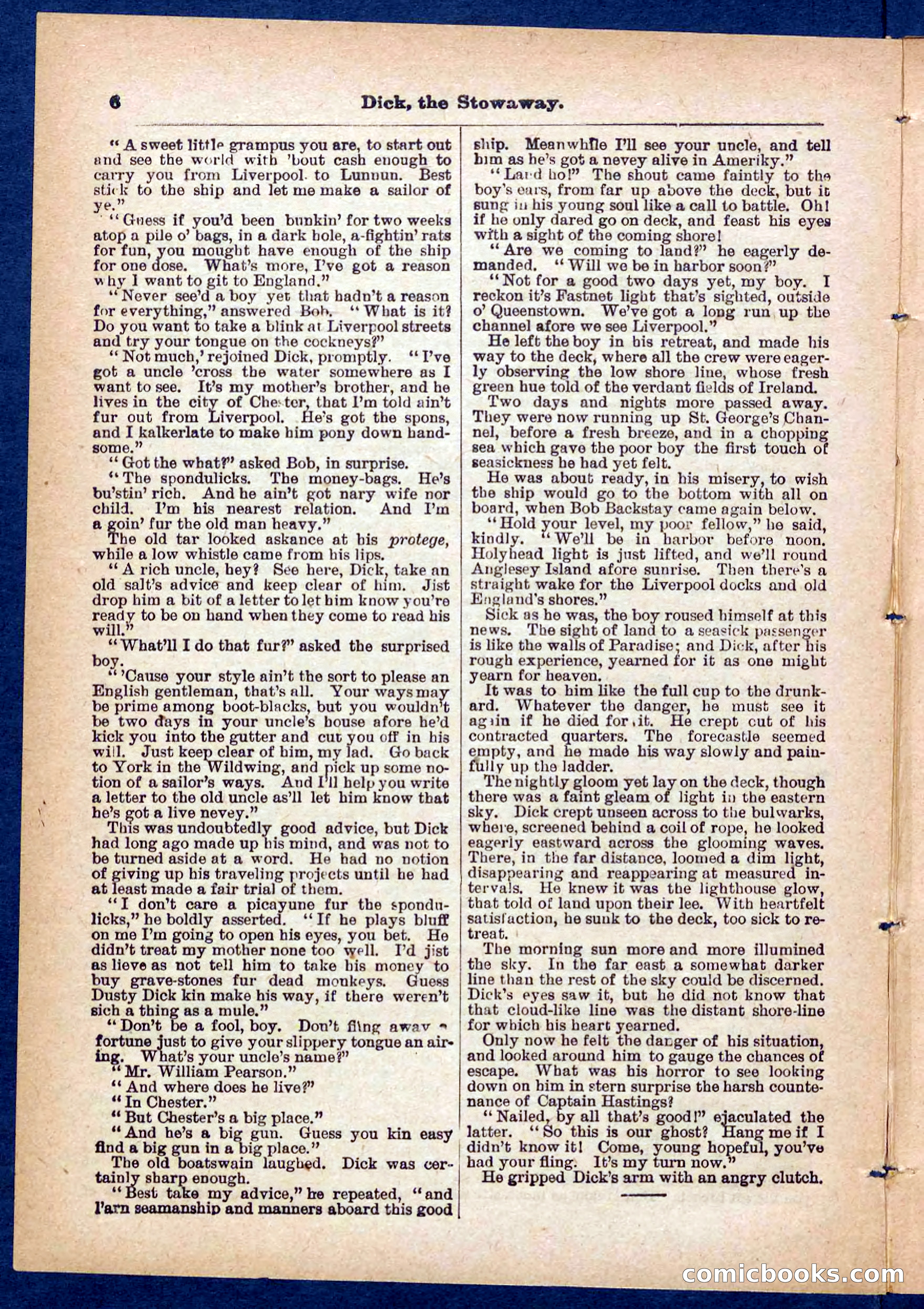 Beadle's Pocket Library No. 379: Dick, the Stowaway — page 6 of 32