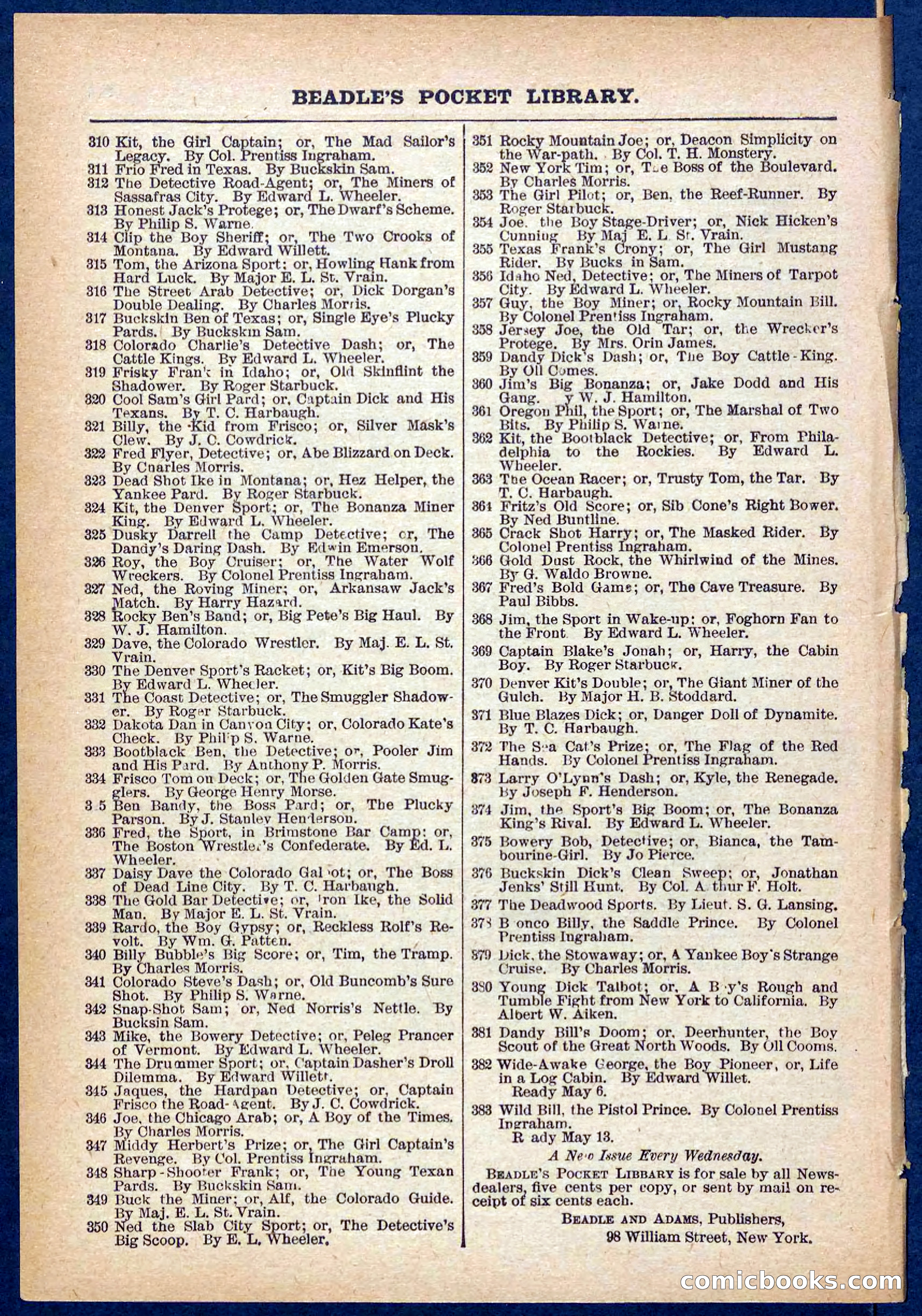 Beadle's Pocket Library No. 379: Dick, the Stowaway — page 32 of 32