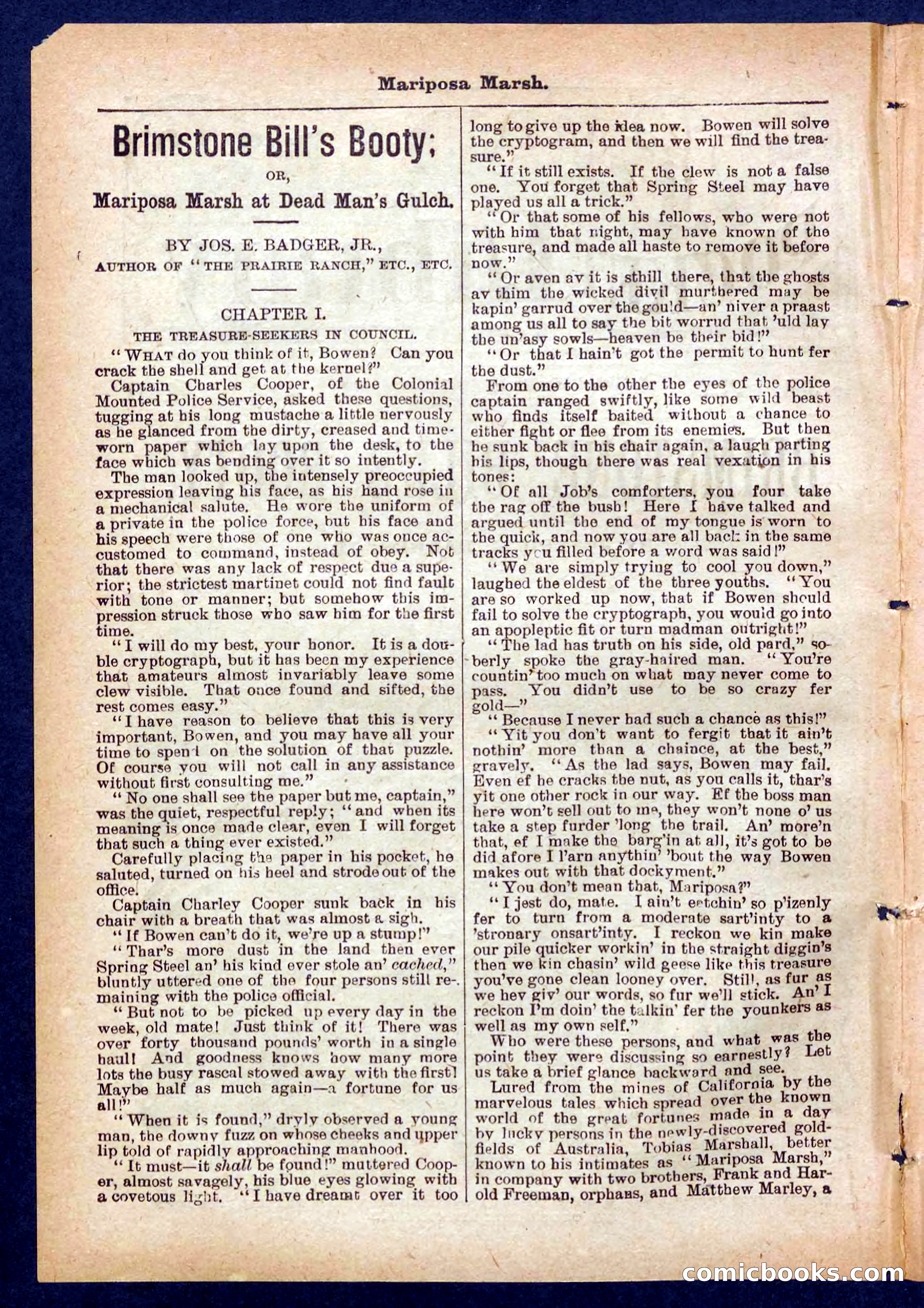 Beadle's Pocket Library No. 384: Brimstone Bill's Booty — page 2 of 32