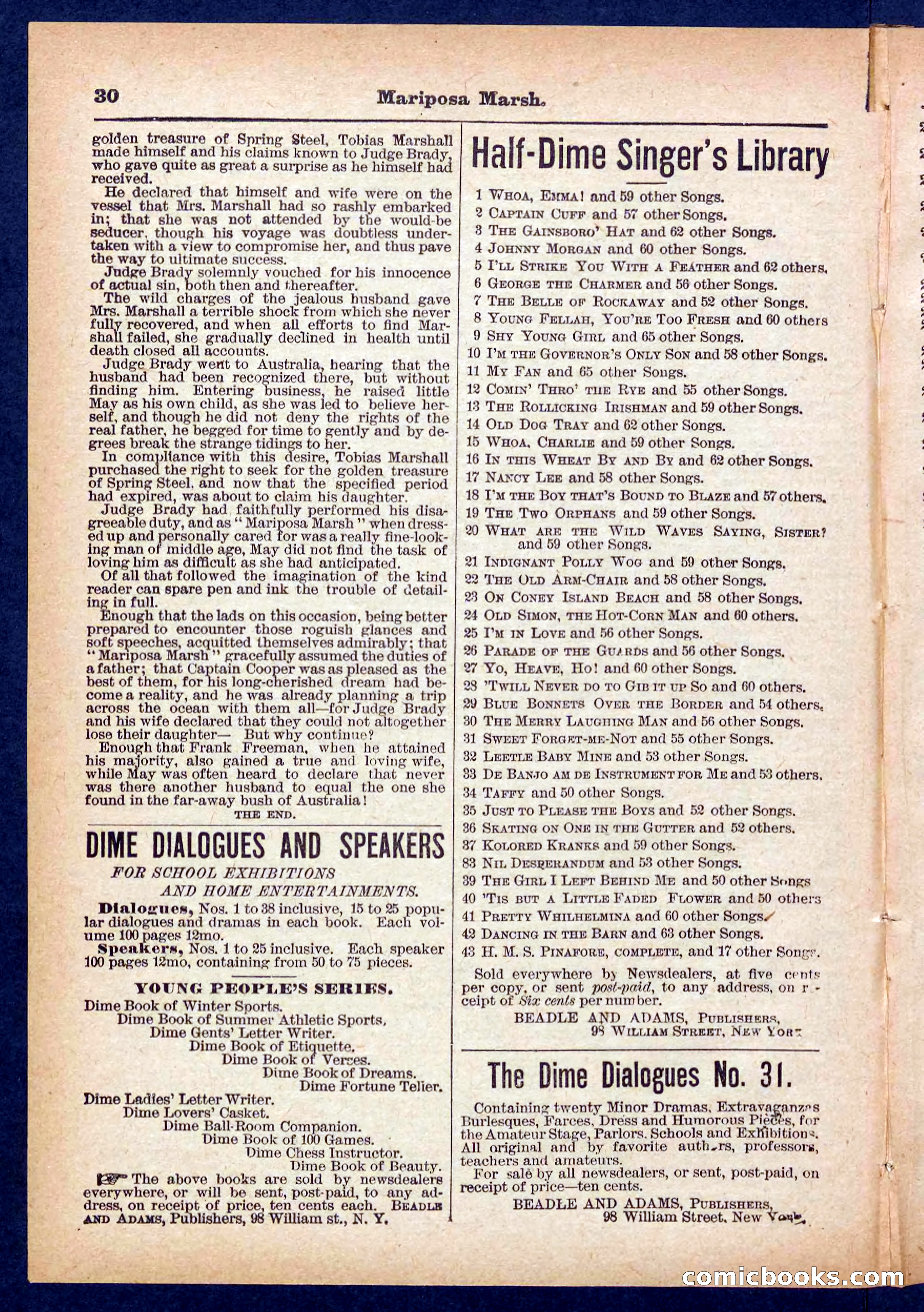 Beadle's Pocket Library No. 384: Brimstone Bill's Booty — page 30 of 32