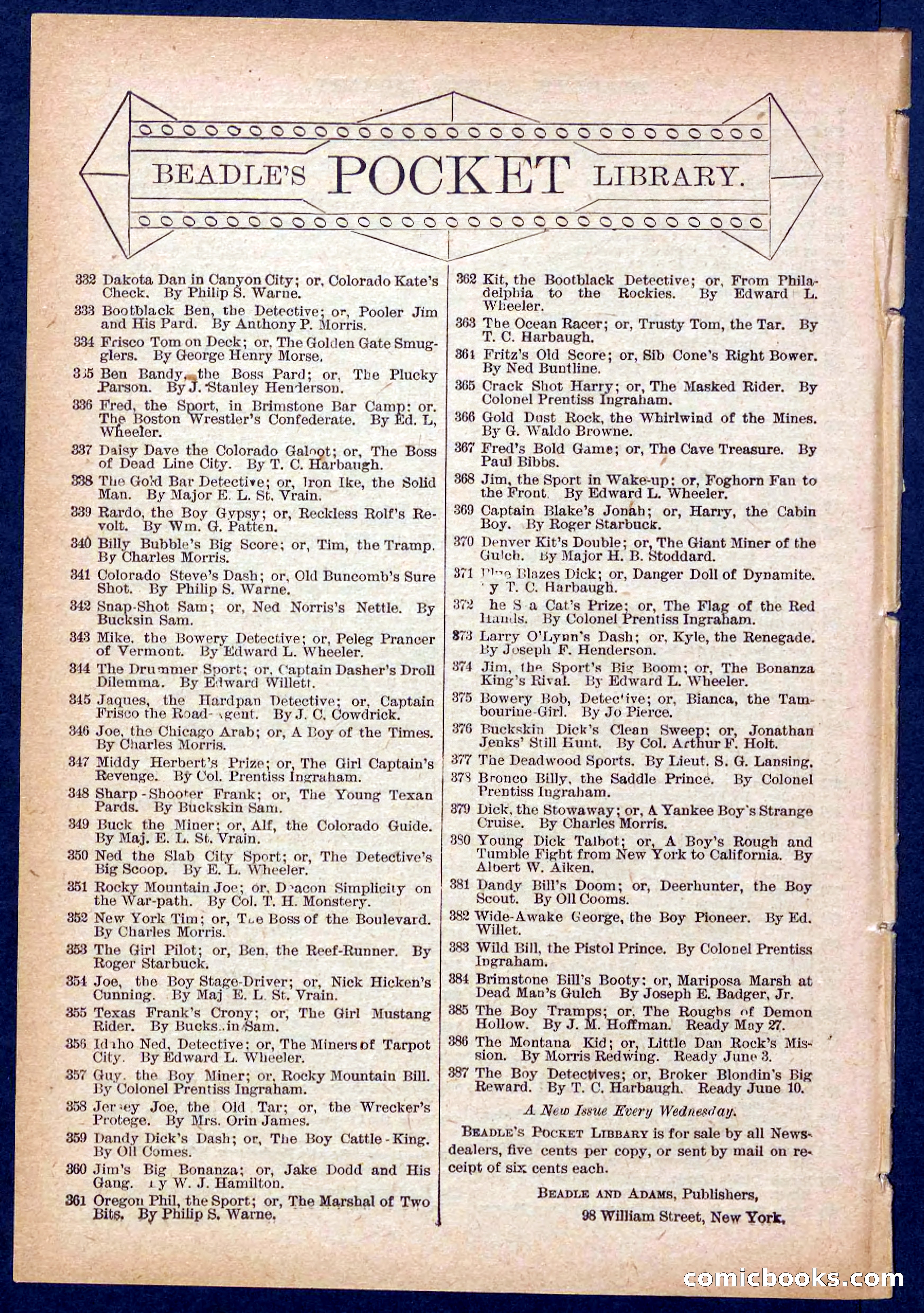 Beadle's Pocket Library No. 384: Brimstone Bill's Booty — page 32 of 32
