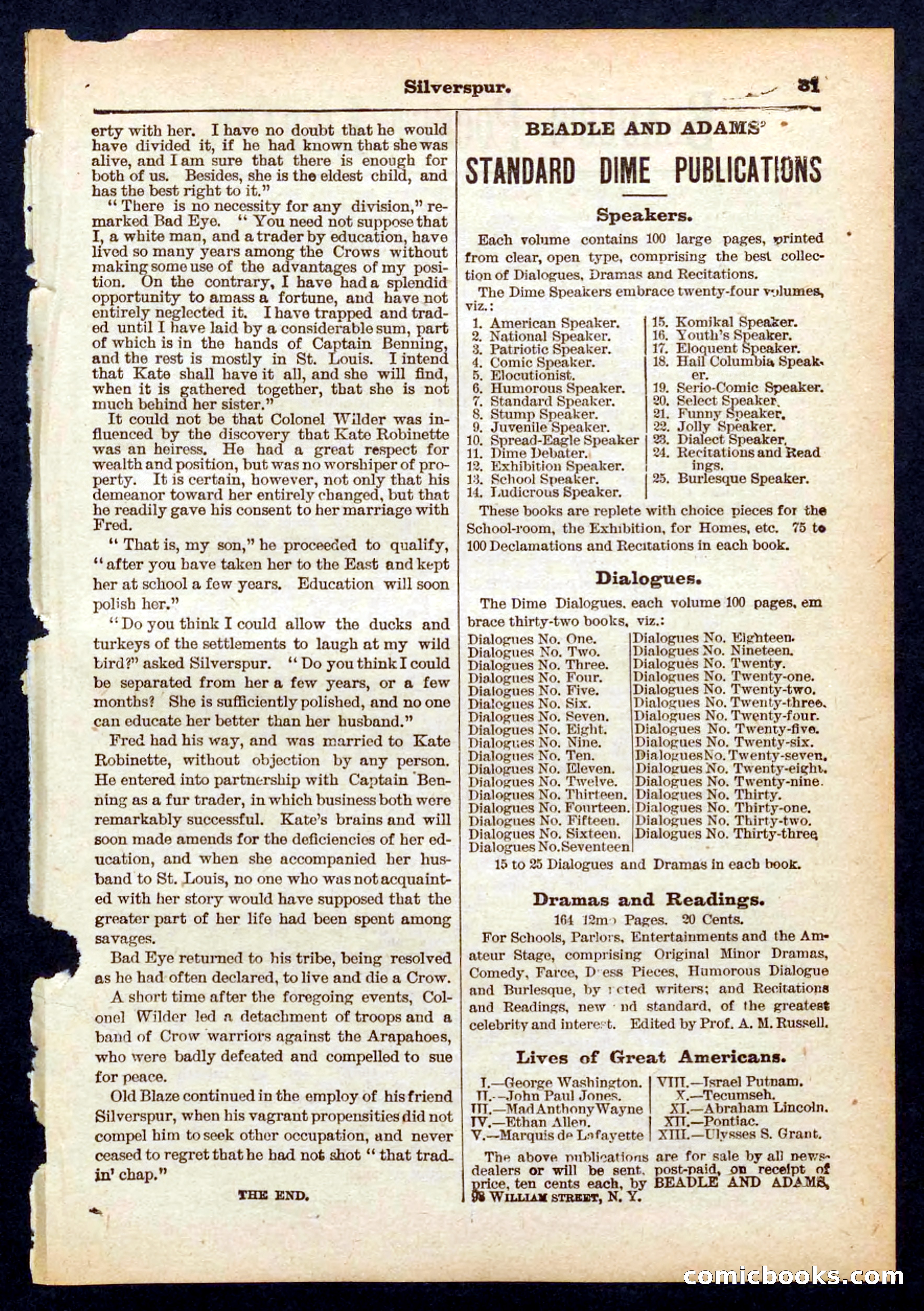 Beadle's Pocket Library No. 439 — page 31 of 32