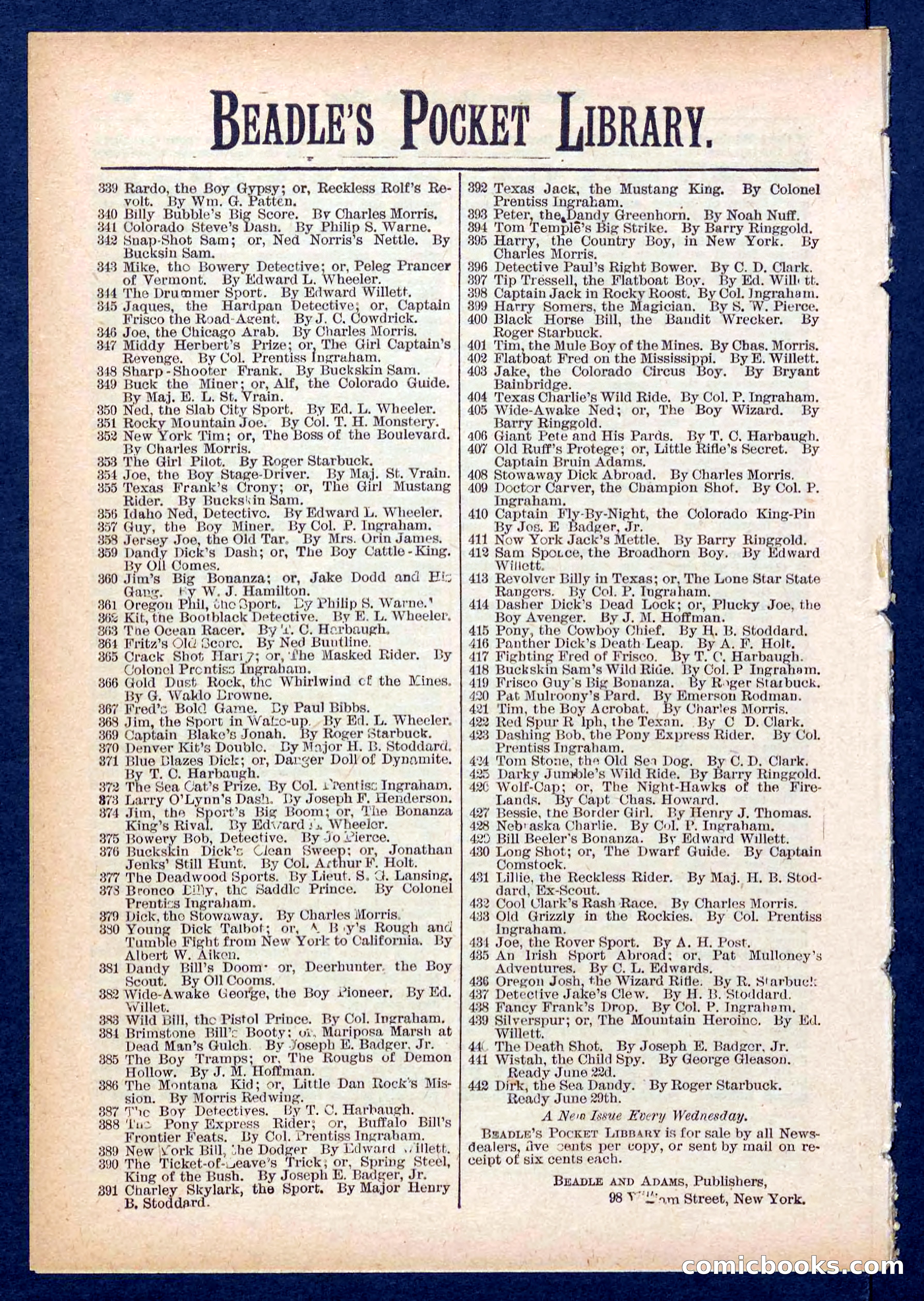 Beadle's Pocket Library No. 440: The Death Shot — page 32 of 32