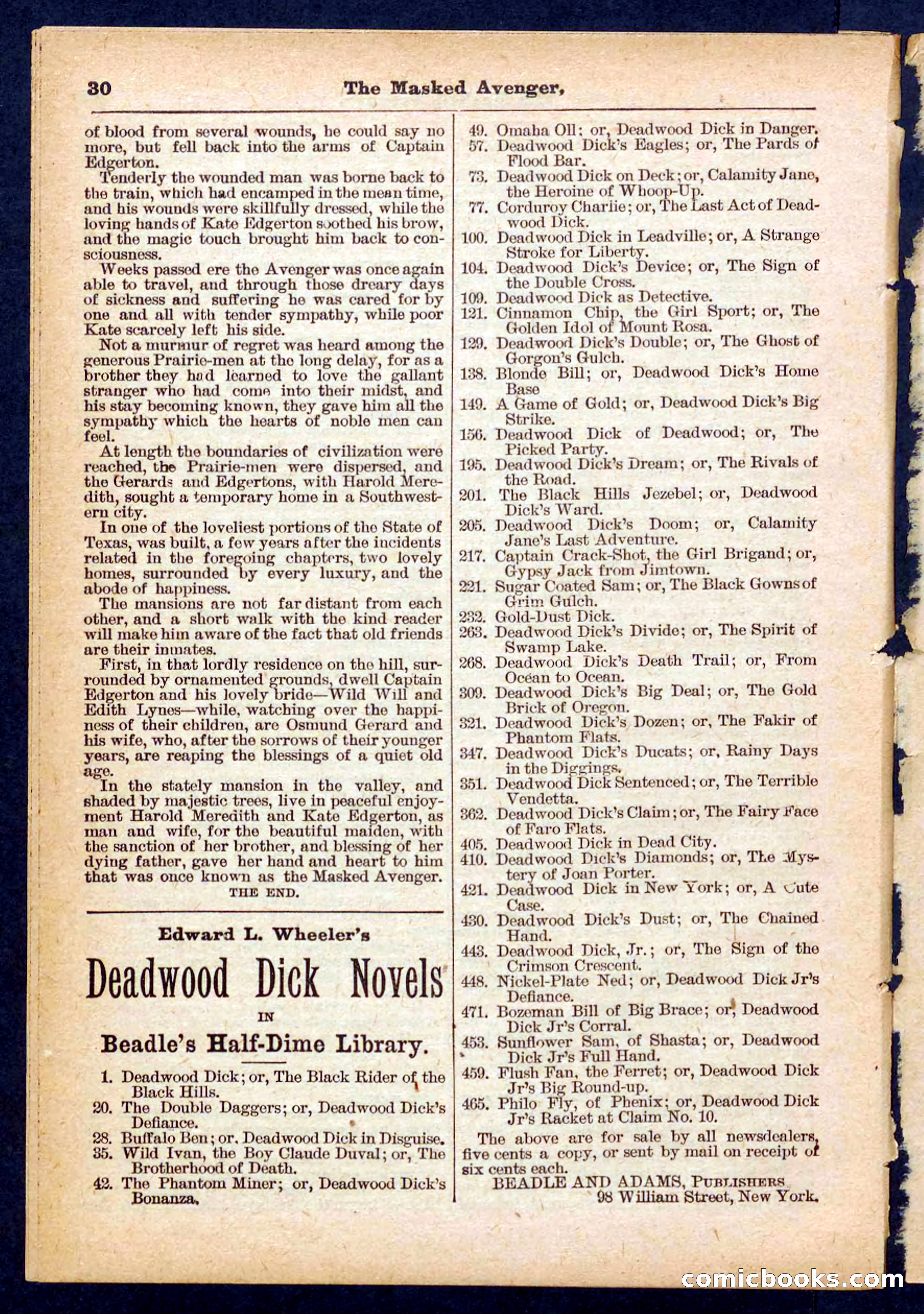 Beadle's Pocket Library No. 443 — page 30 of 32
