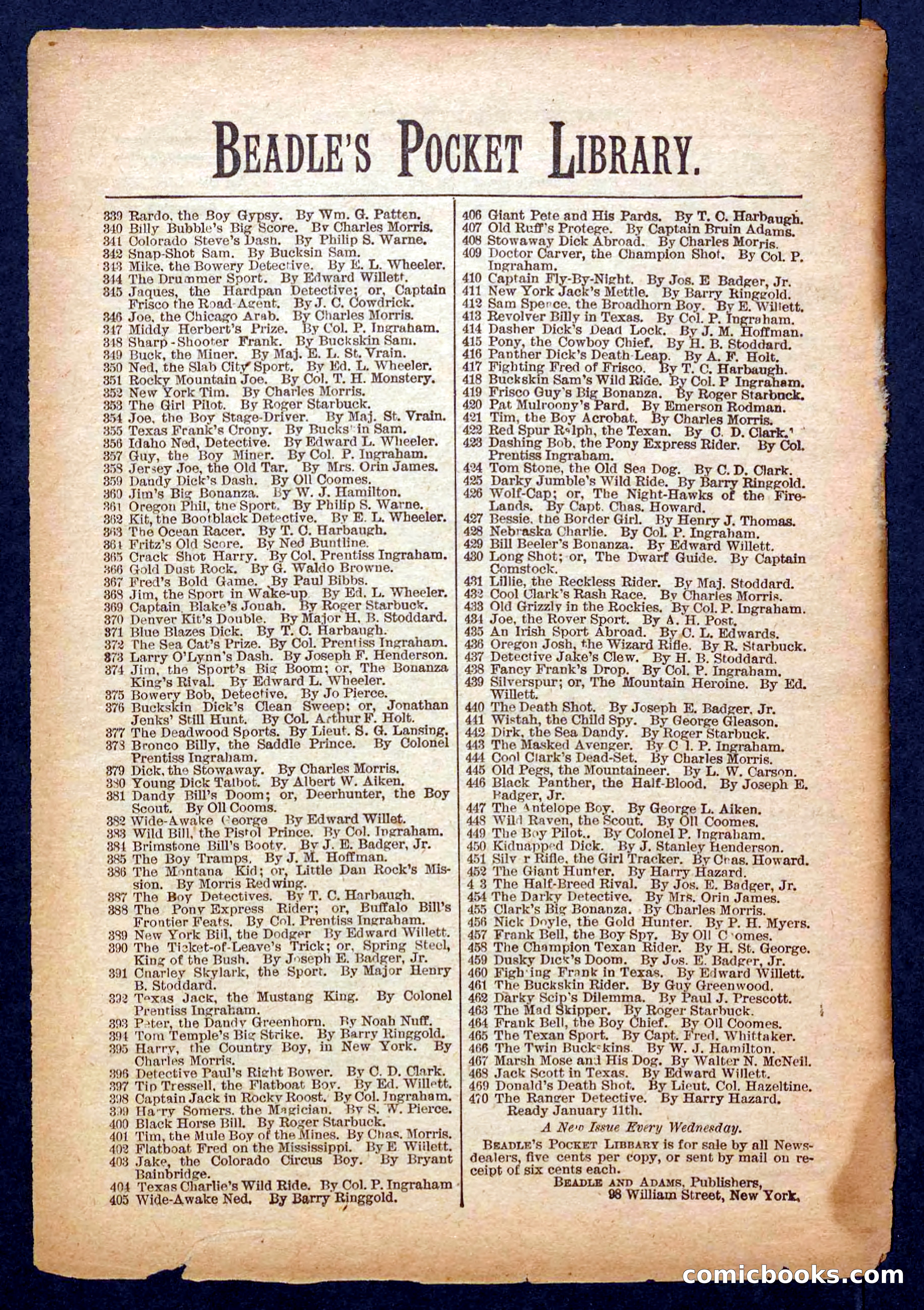 Beadle's Pocket Library No. 467: March Mose and His Dog — page 32 of 32