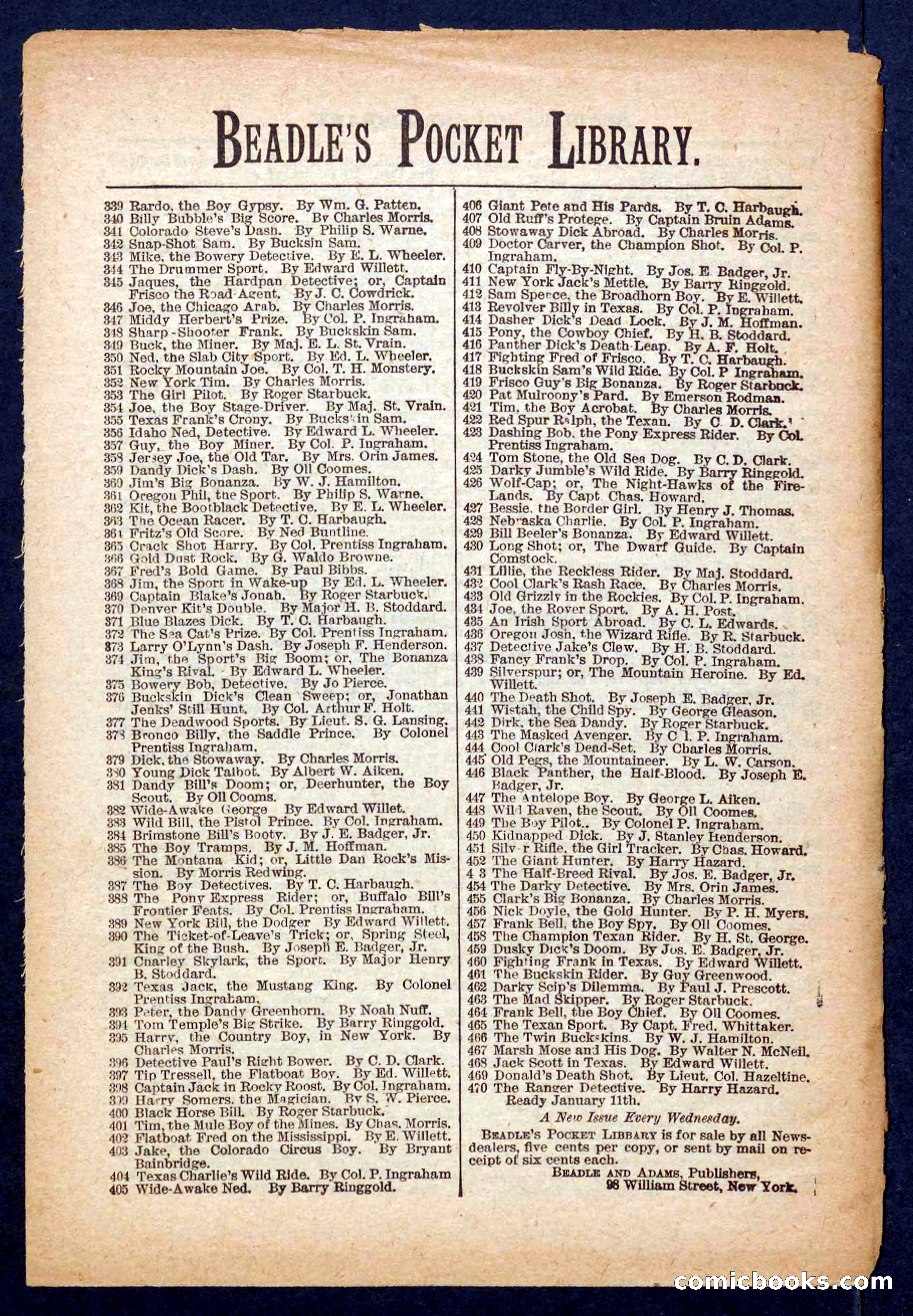 Beadle's Pocket Library No. 469: Donald's Death Shot — page 32 of 32