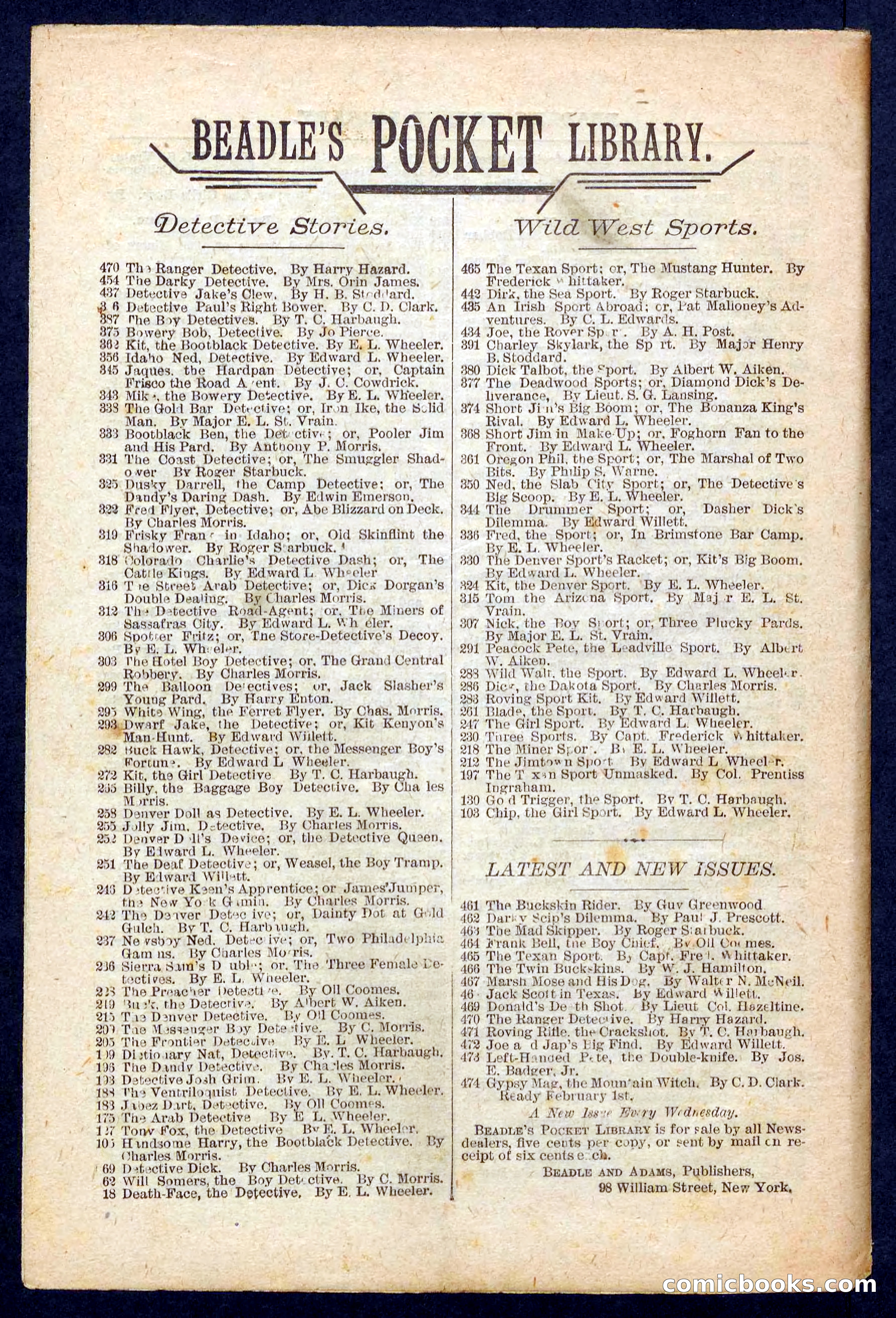Beadle's Pocket Library No. 471 — page 32 of 32