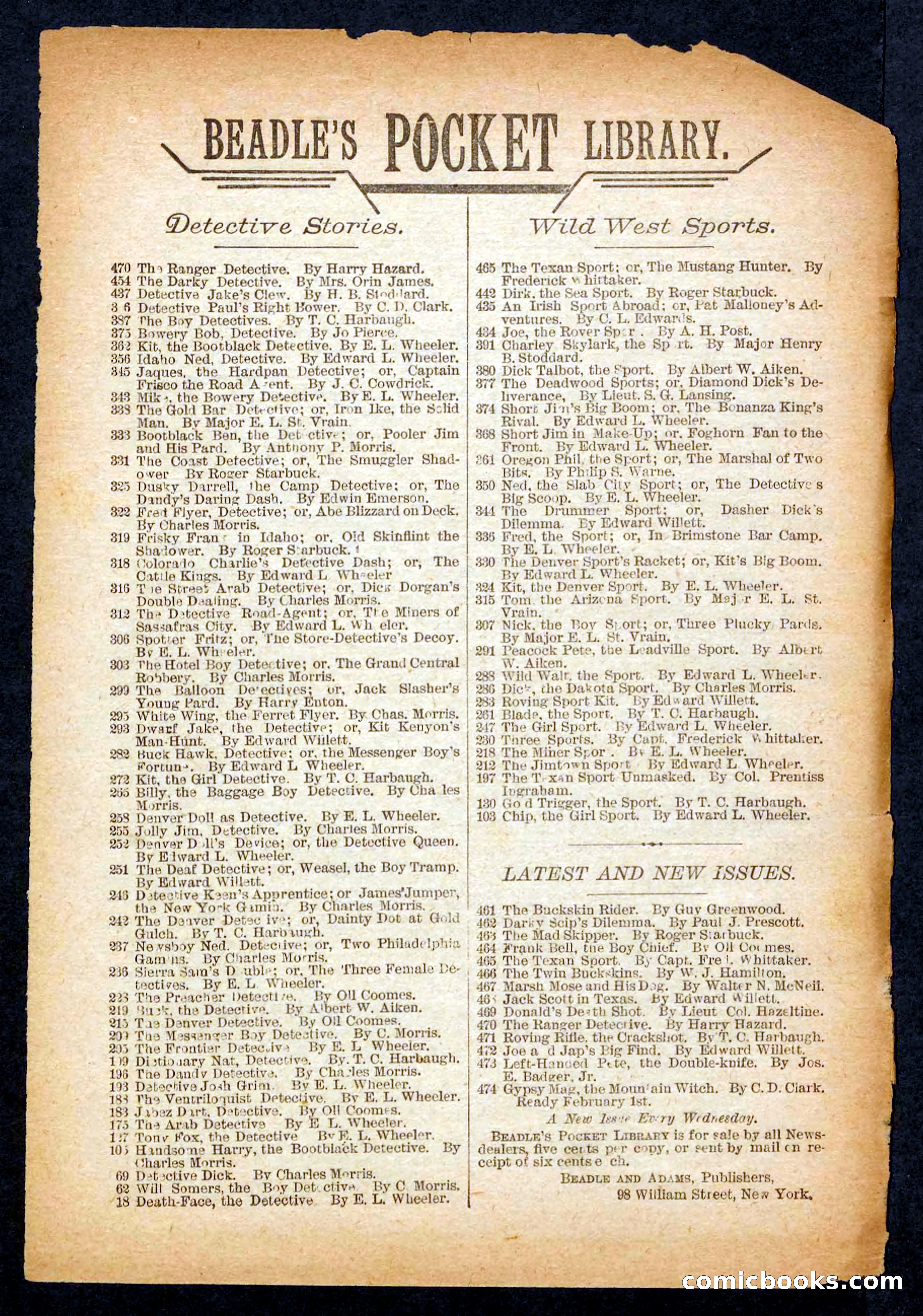 Beadle's Pocket Library No. 472 — page 32 of 32