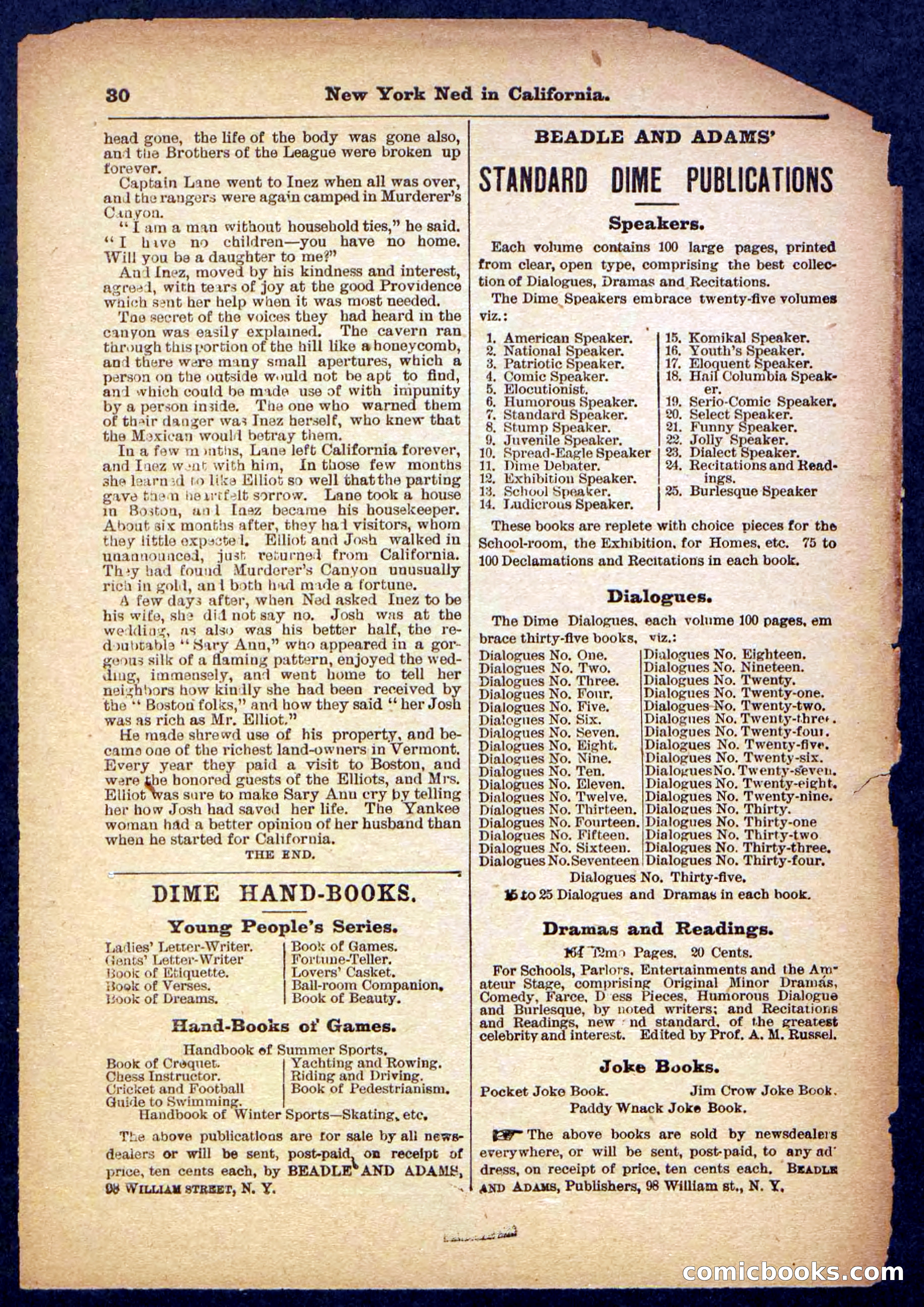 Beadle's Pocket Library No. 482 — page 30 of 32