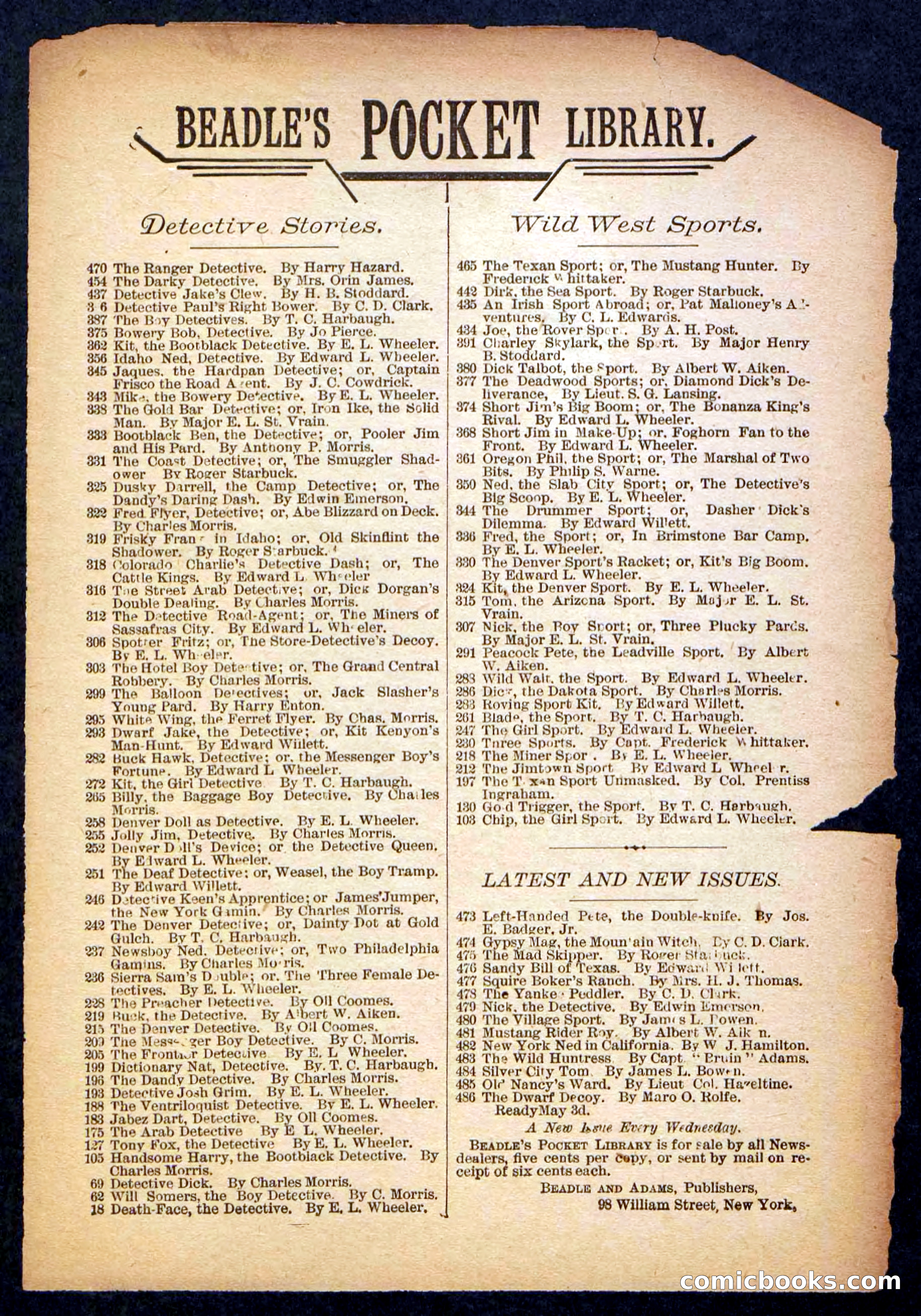 Beadle's Pocket Library No. 482 — page 32 of 32