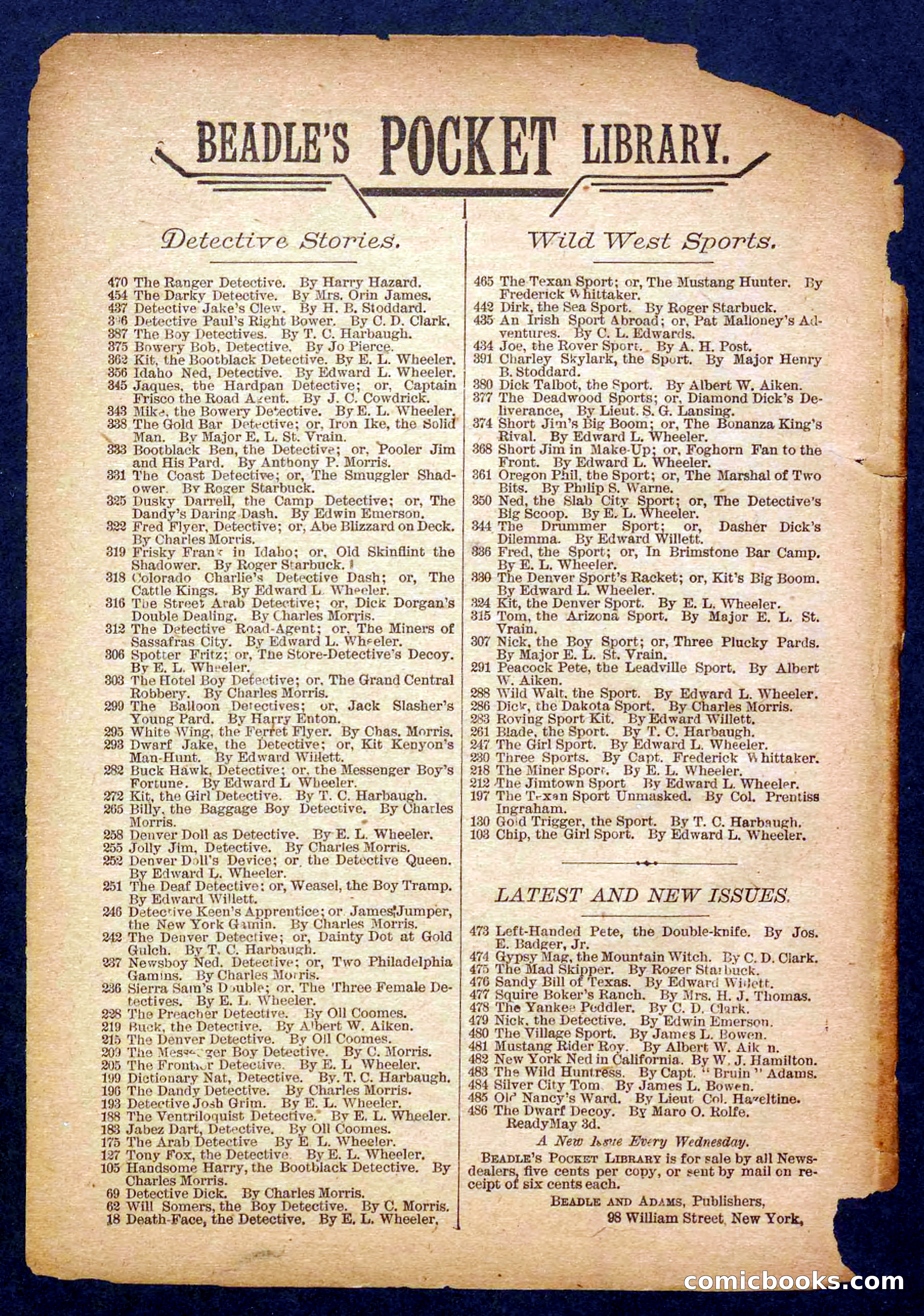 Beadle's Pocket Library No. 484 — page 32 of 32