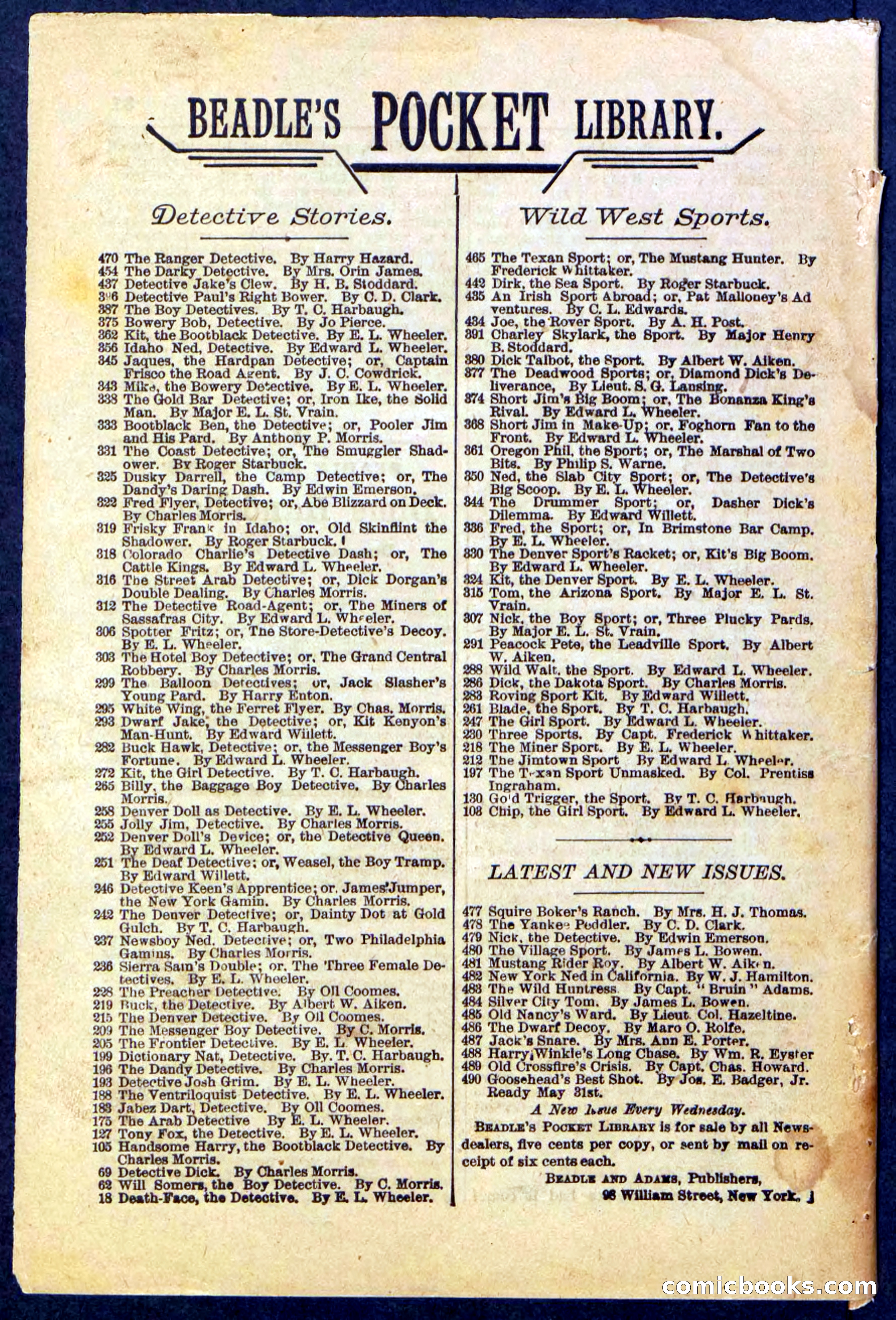 Beadle's Pocket Library No. 487: 'Jack's Snare' — page 32 of 32
