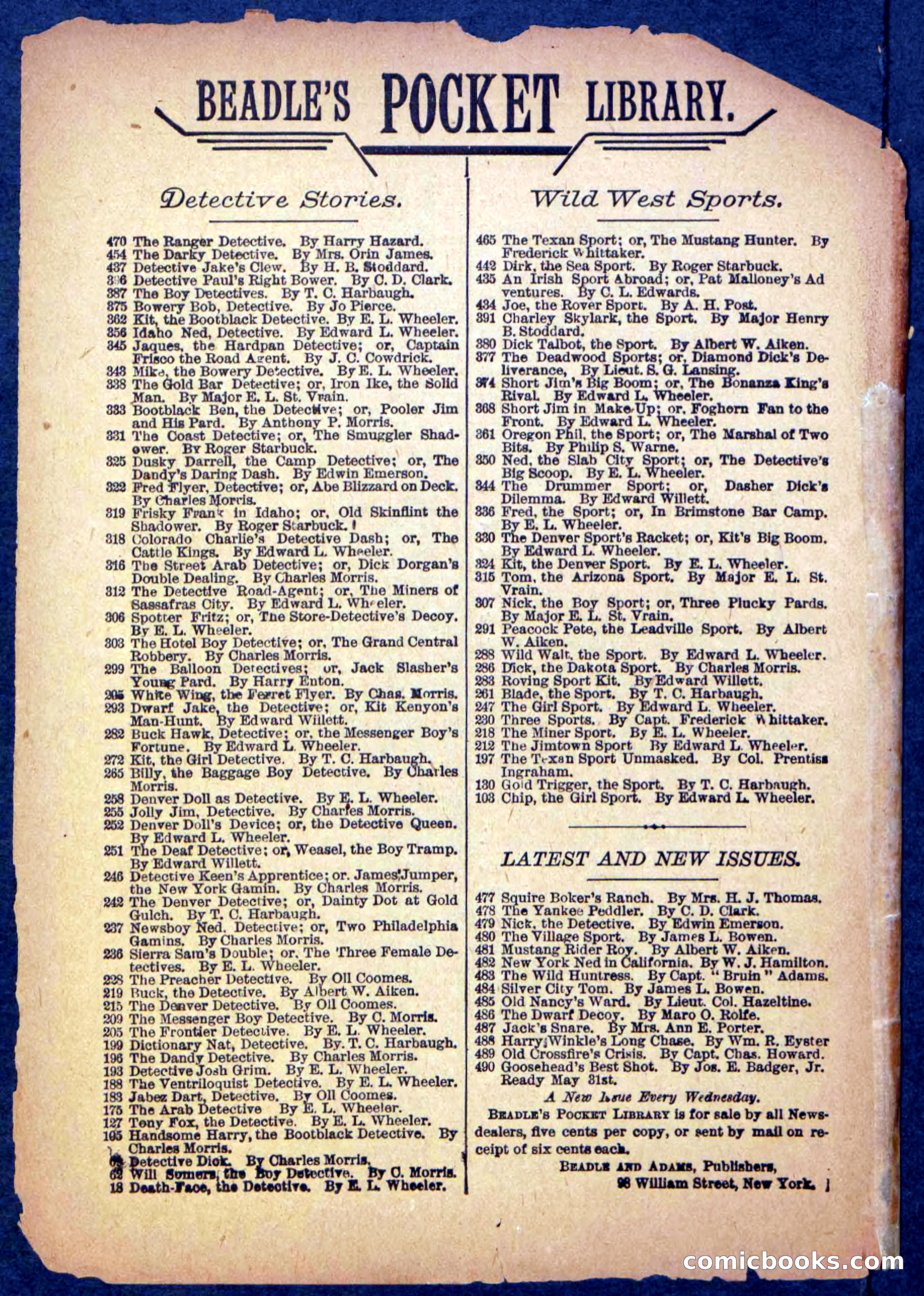 Beadle's Pocket Library, No. 488 — page 32 of 32